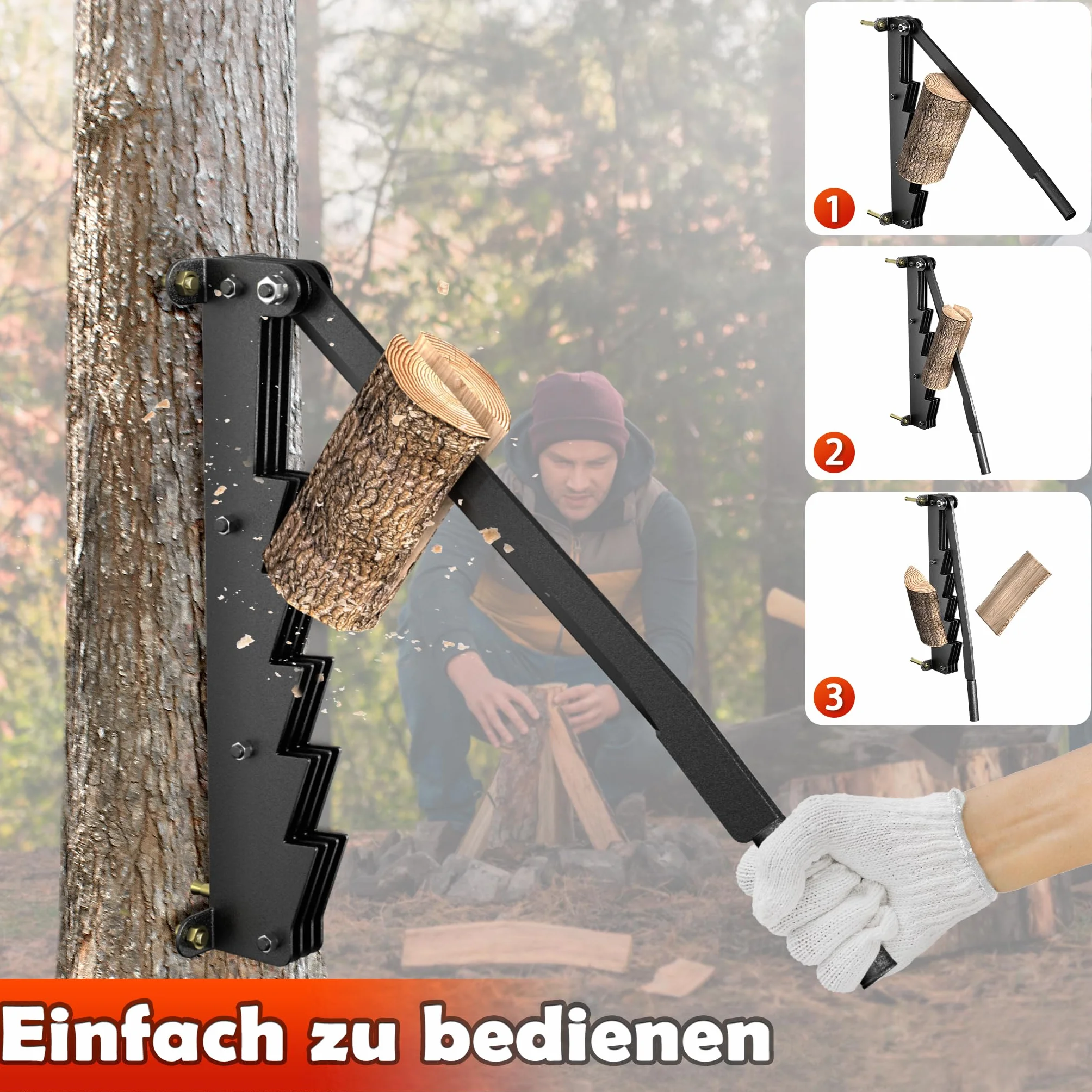 HENGMEI Ręczna łuparka do drewna z żeliwa montowana na ścianie