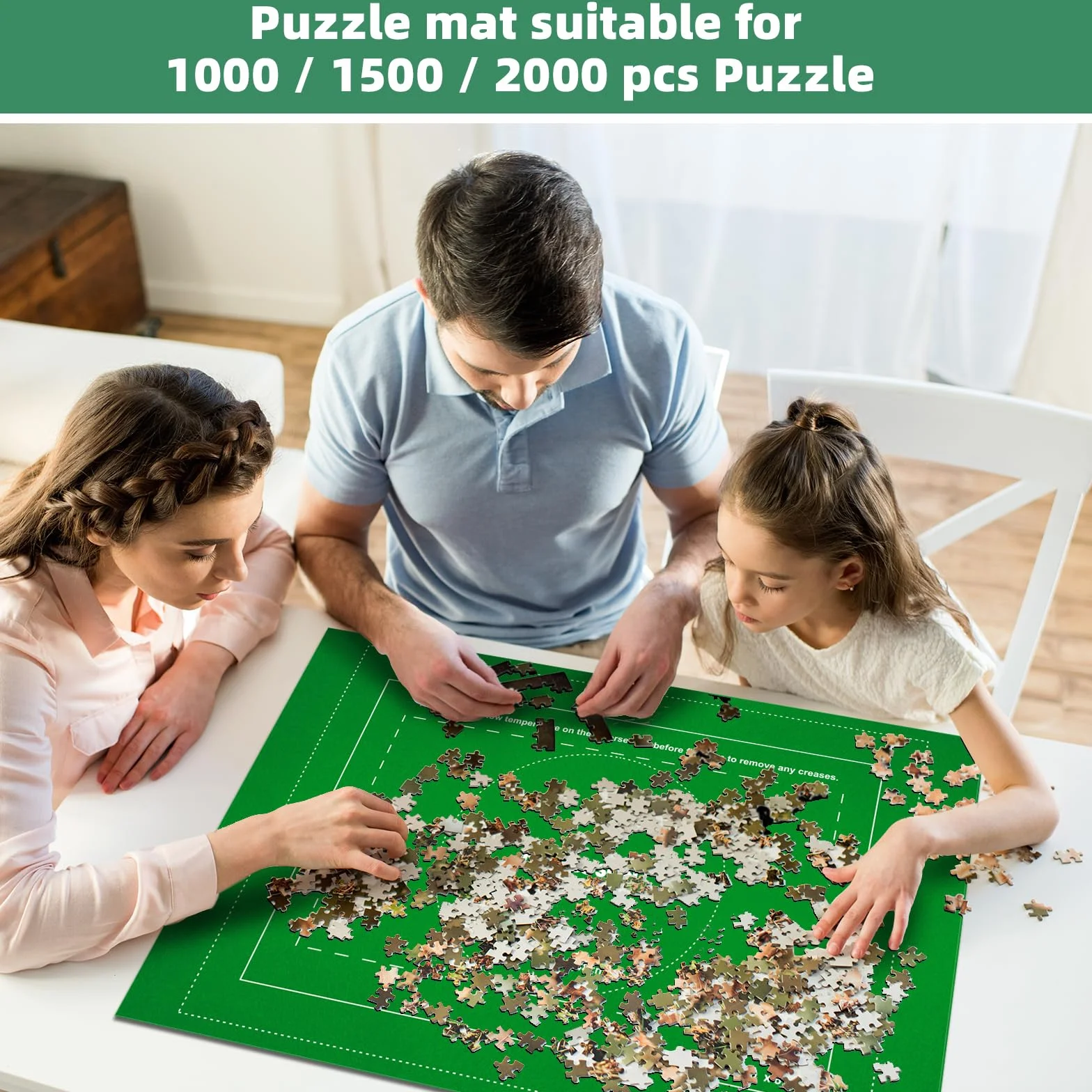 MOZOOSON Mata do puzzli, mata do przechowywania do 1000, 1500, 2000 sztuk, rolka filcowa z 6 sorterami puzzli, torba podróżna dla dorosłych i dzieci, H2000