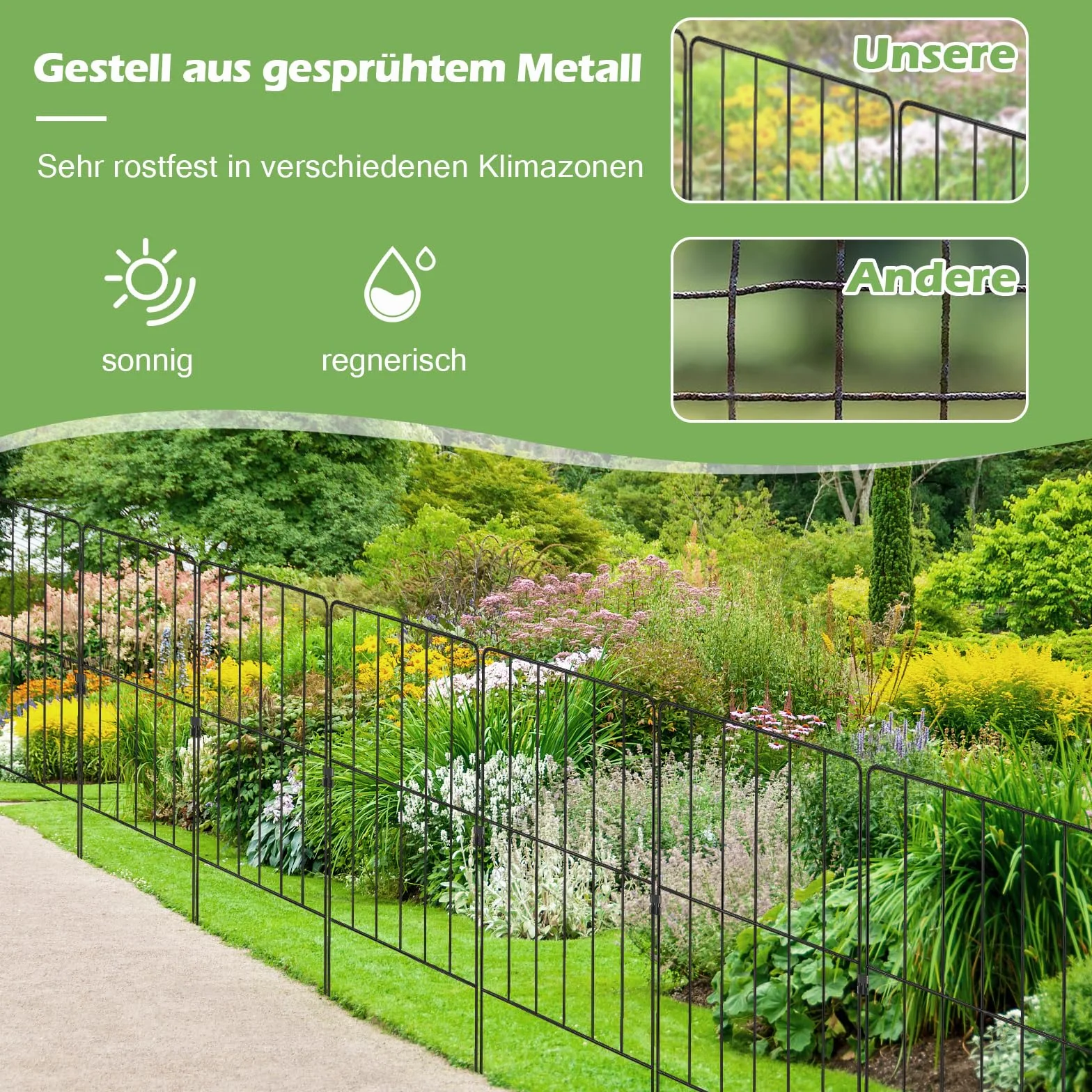 GOPLUS metalowe ogrodzenie ogrodowe 60 cm zestaw wtykowy