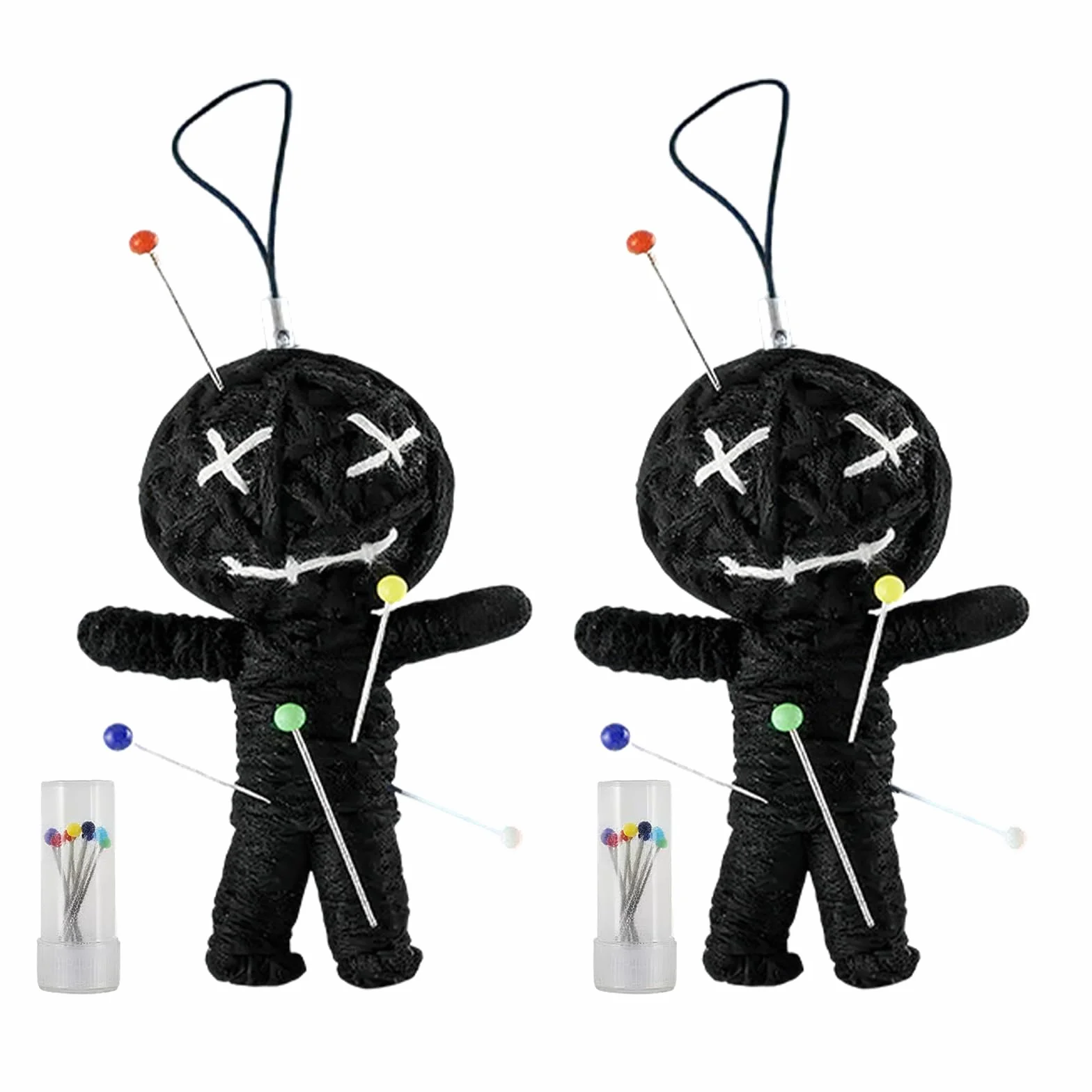 2-częściowy zestaw lalek voodoo z igłą pudełko na prezent i instrukcja, lekarstwo żart prezent dla kolegów i wyższych w biurze, na pożegnanie stresu, biuro, uniwersytet, nauka