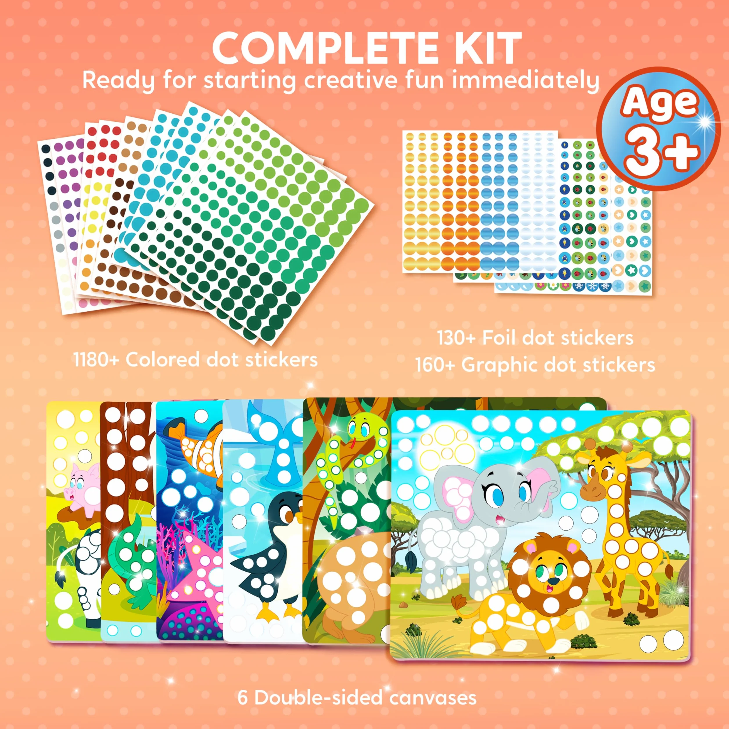 Klever Kits Zestaw do malowania kropkami dla dzieci, naklejki bez bałaganu dla małych dzieci w wieku 3–7 lat, zestawy kreatywne, kreatywna aktywność DIY, zabawka podróżna, prezenty urodzinowe dla