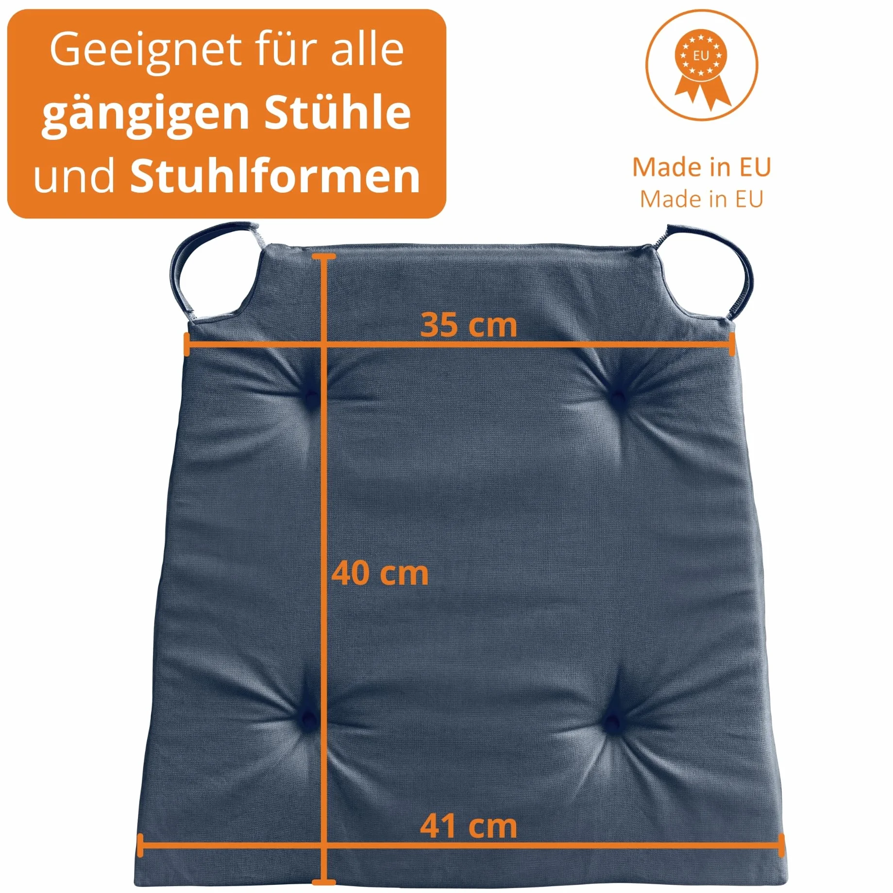 Zestaw 4 poduszek na krzesło mikrofibra 42x40x5 cm ciemnoniebieskie