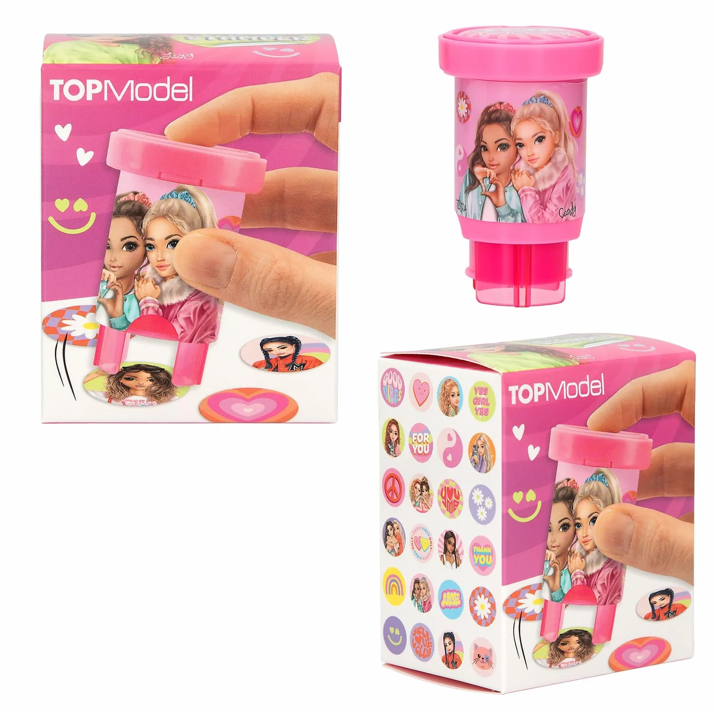 Depesche 13348 TOPModel Sticker Stamper - zestaw naklejek do stemplowania naklejek modelarskich, w tym stempel i 160 naklejek