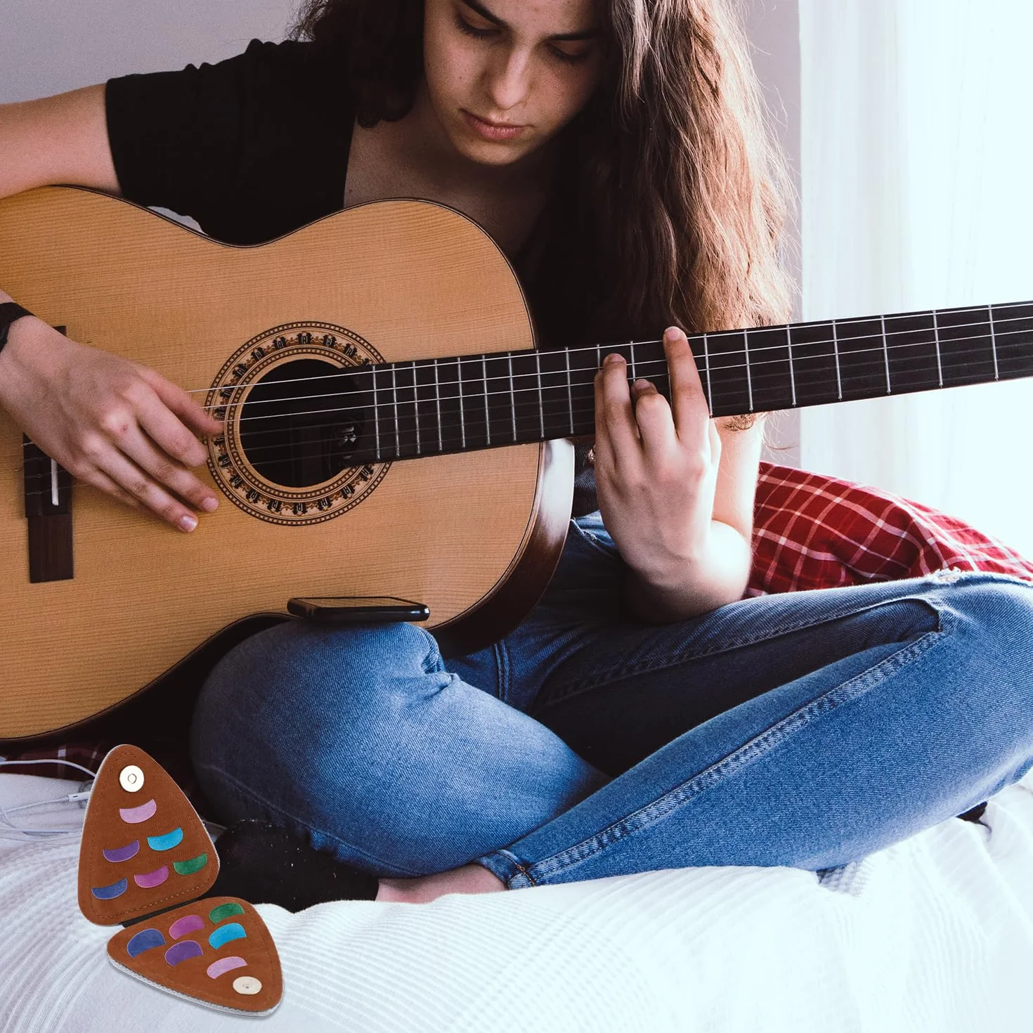 Pudełko na Kostki do Gitary do Przechowywania 12 Kostek do Gitary Pokrowiec na Kostki do Gitary Organizer na Kostki do Gitary Etui na Plektron Gitarowy do Gitar Elektrycznych (Tylko Pudełko)