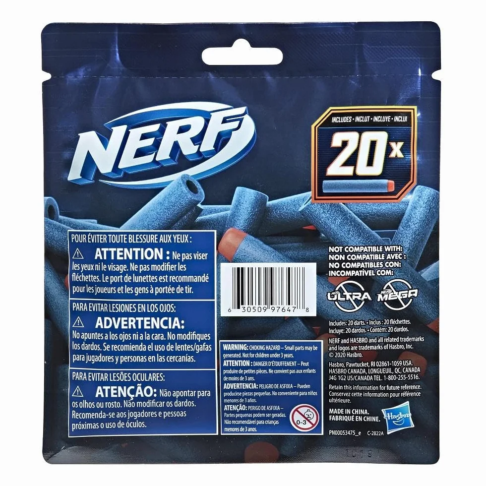 Hasbro Elite 2.0 Refill 20 Naboje Piankowe, Niebieski/Pomarańczowy, 20 Sztuk