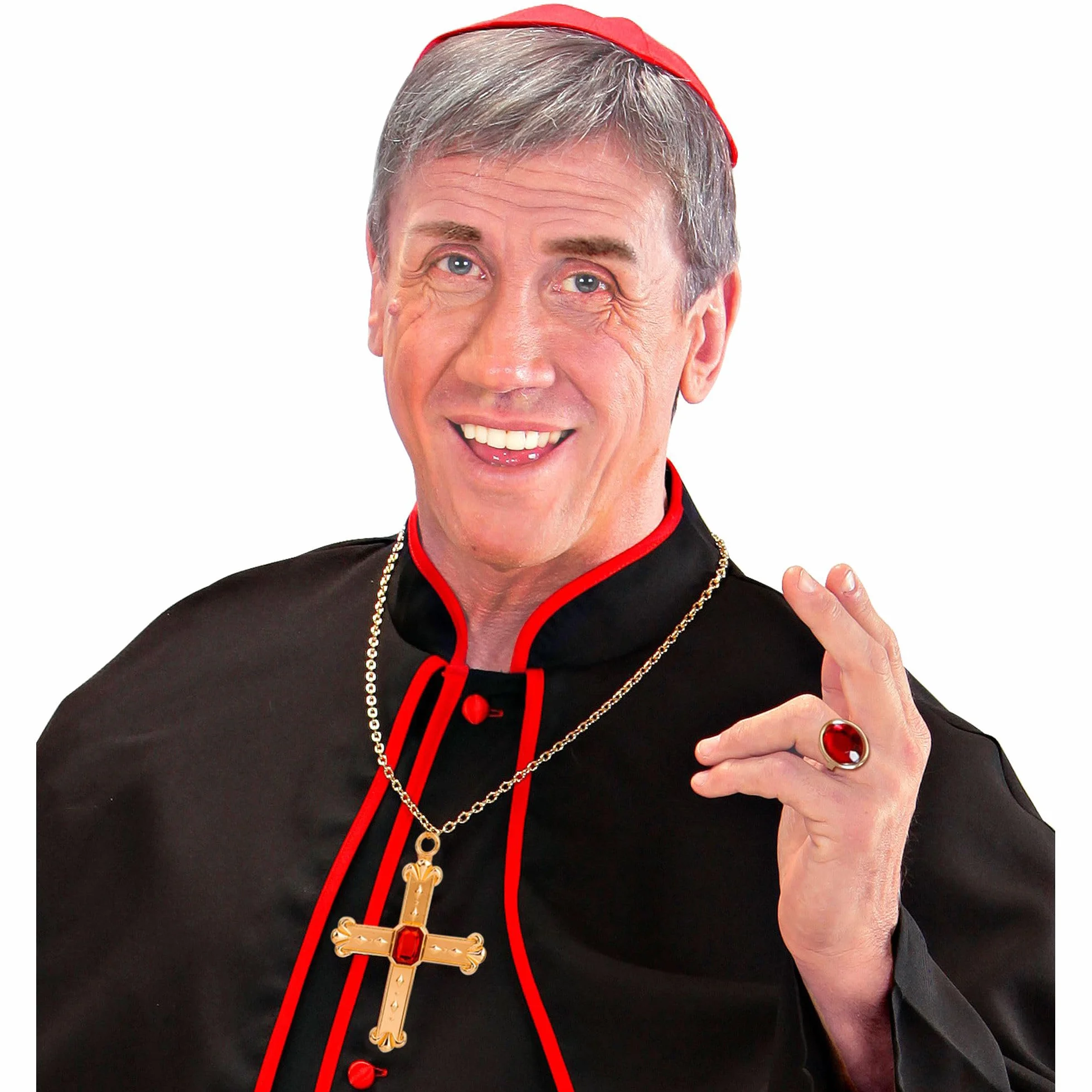 W WIDMANN MILANO Party Fashion - 3076C - Cardinals' set, necklace with cross and 2 rings, jewelry, clergy, themed party, carnival