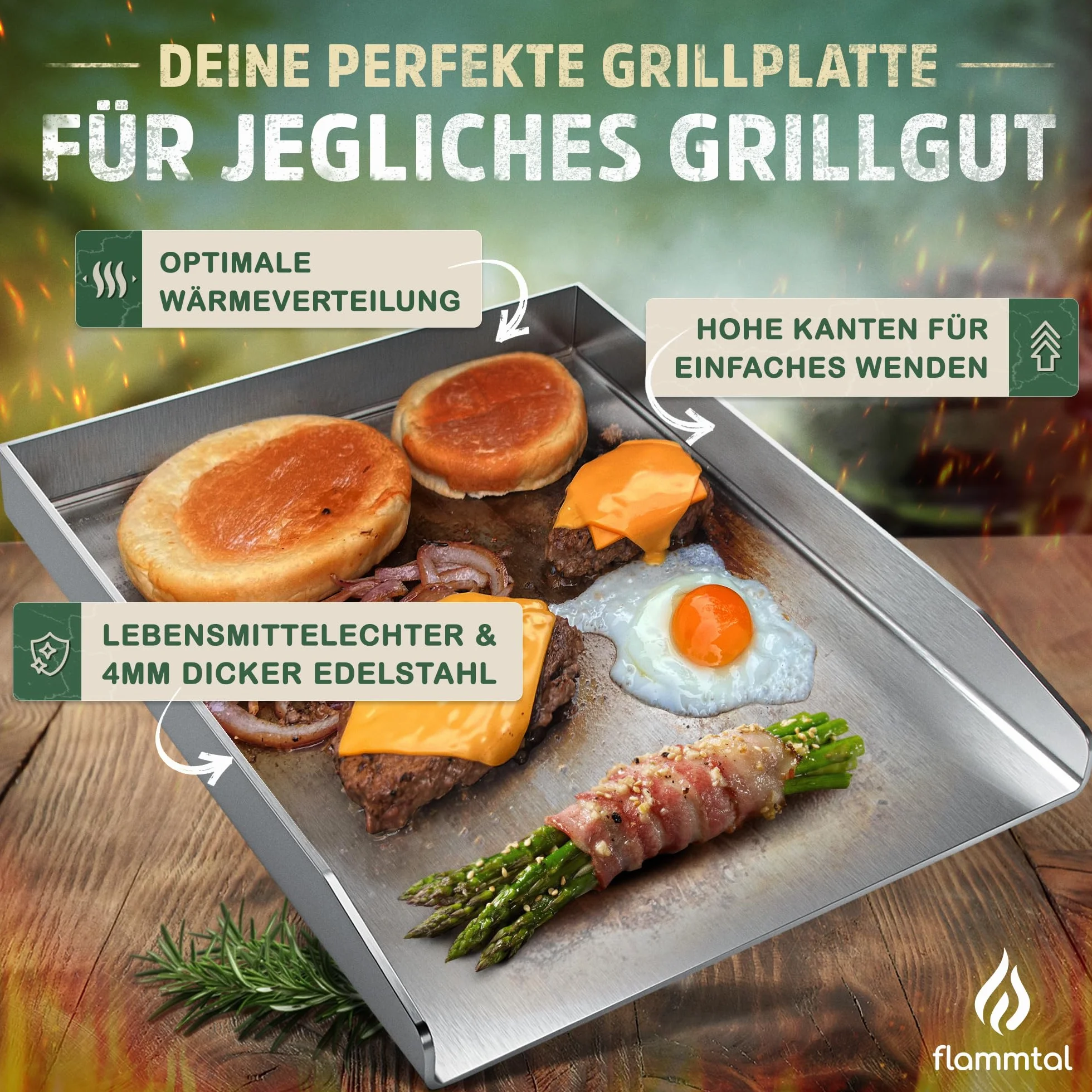 Płyta grillowa ze stali nierdzewnej 4 mm 40x30 cm Plancha do grilla gazowego z zestawem