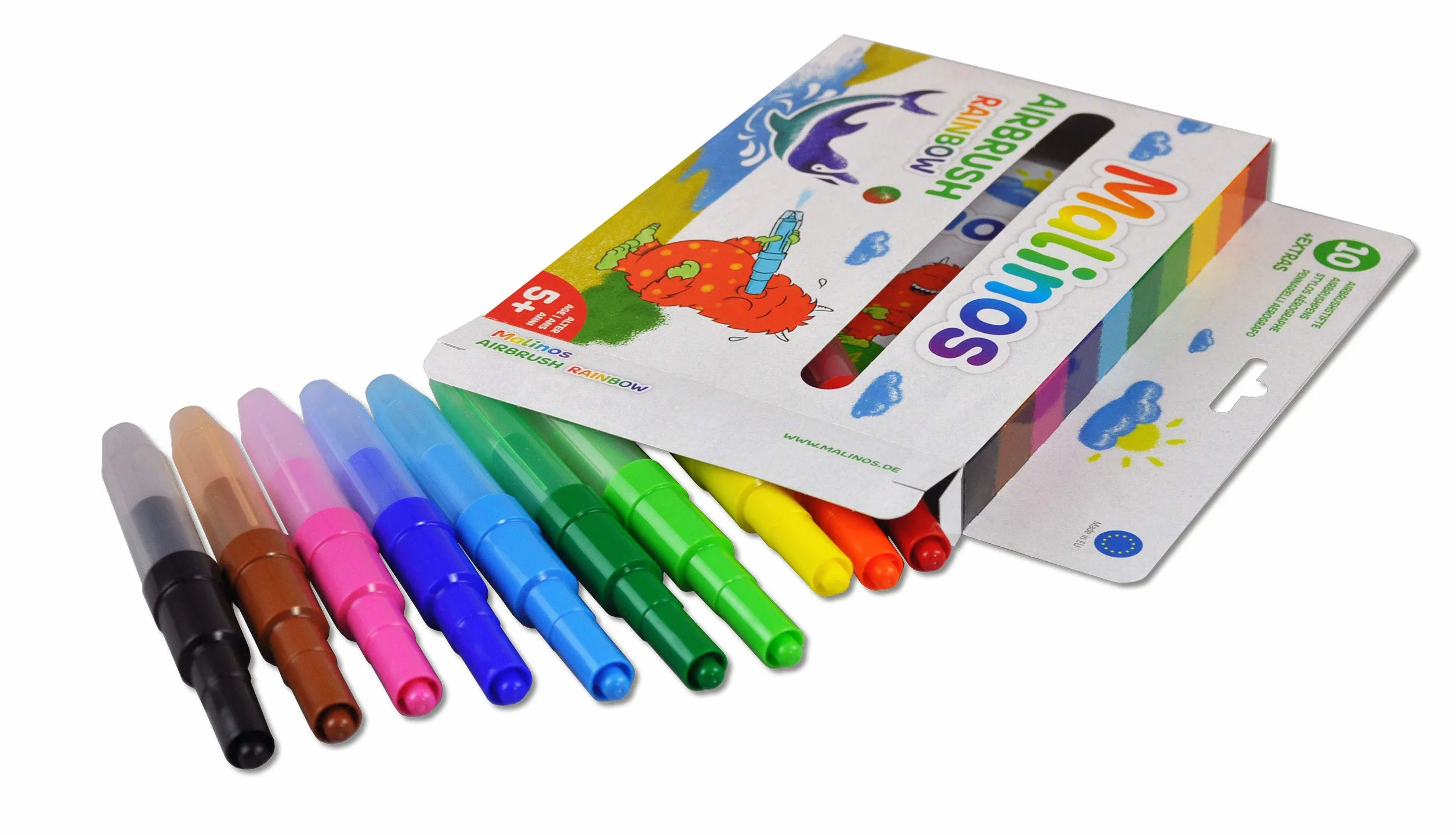 Malinos 300914 Airbrush Rainbow, tęczowe kolory, 10 sztuk, 10 kolorów (1 opakowanie)