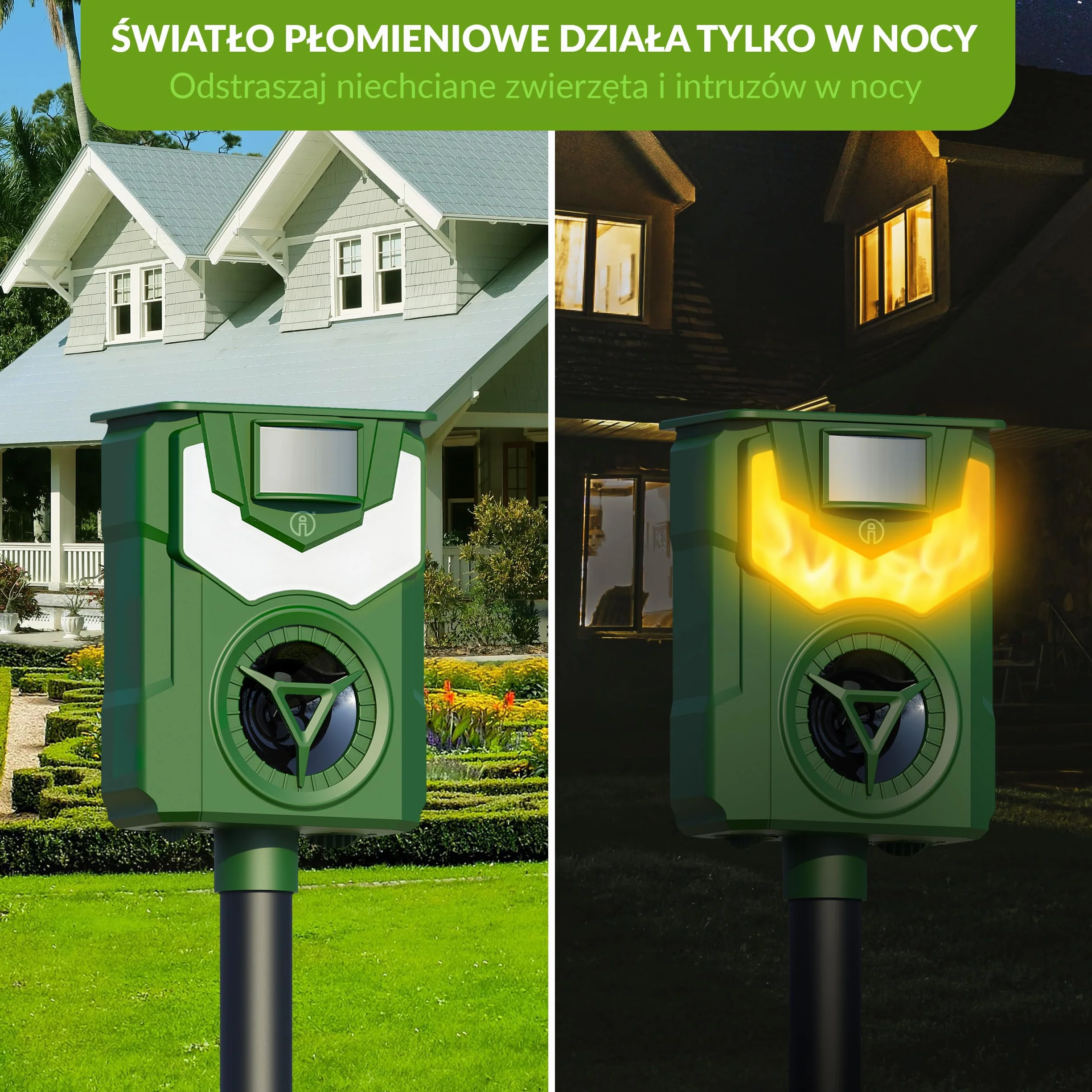 ISOTRONIC Solarny odstraszacz zwierząt z częstotliwością i światłem płomienia