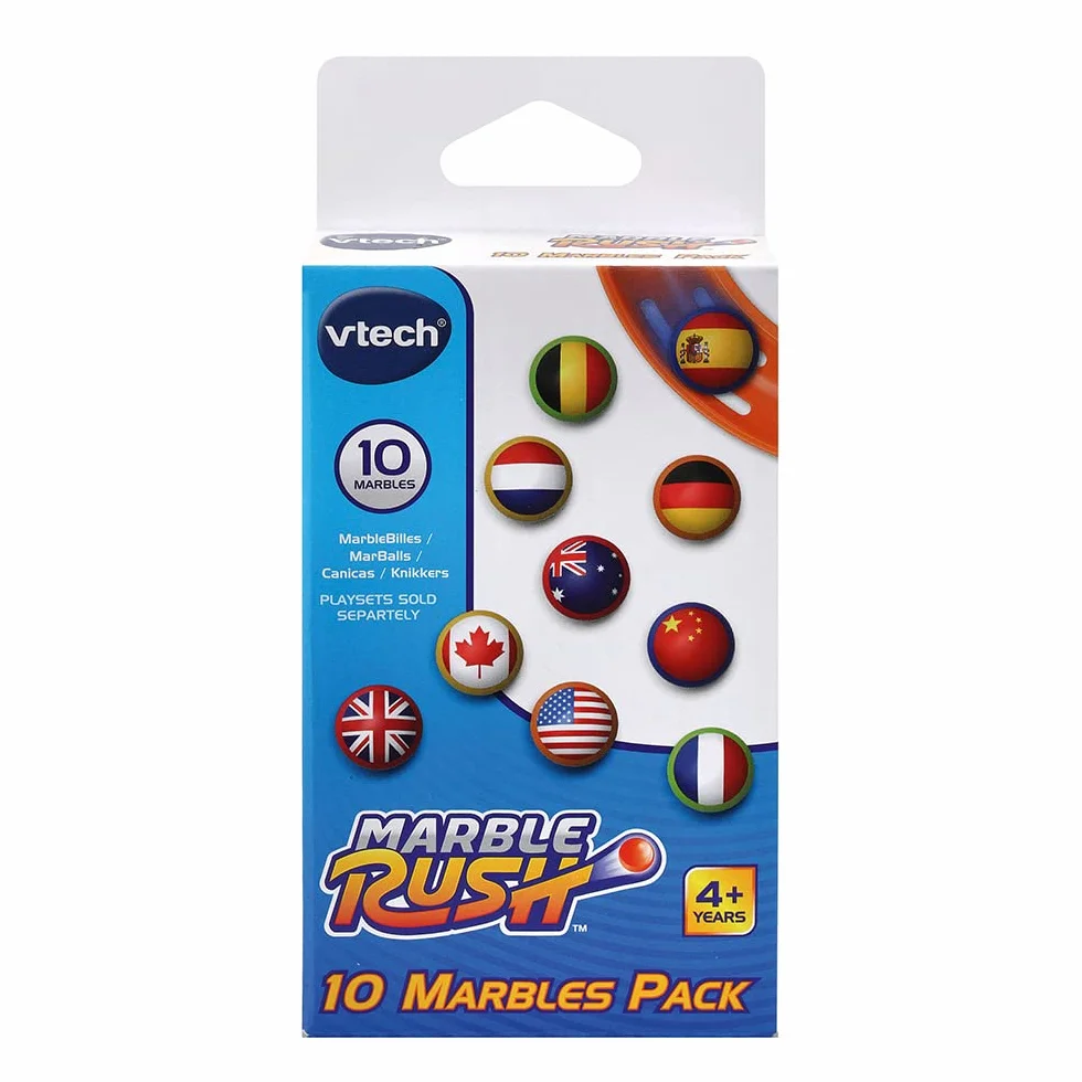 VTech Marble Rush MarBalls zestaw 10 dodatkowych kulek do wszystkich torów Marble Rush, z flagami krajów, dla dzieci w wieku 4-12 lat