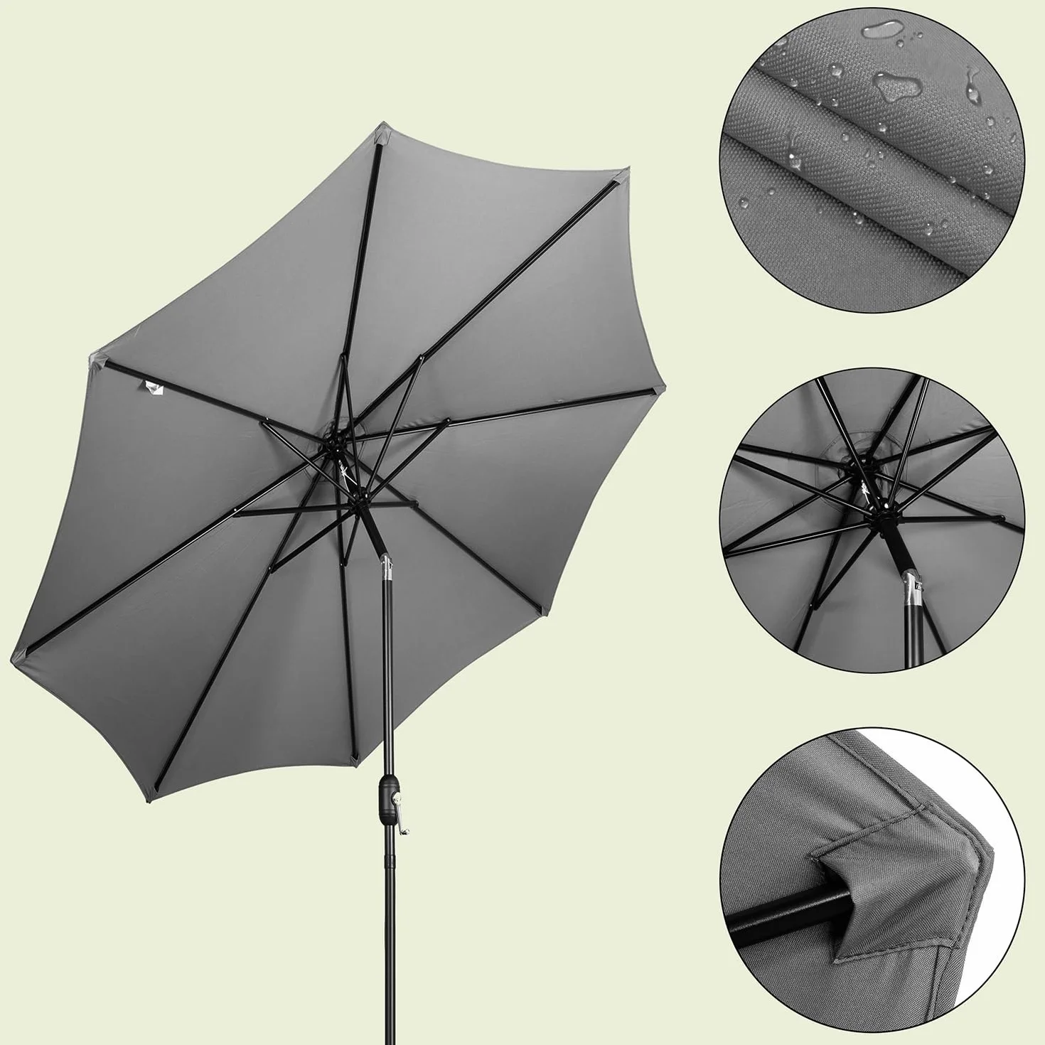 Poszycie Parasola Ogrodowego 2,5m 6 Ramion Wodoodporna UV50+ Materiał Zamienny Champagne