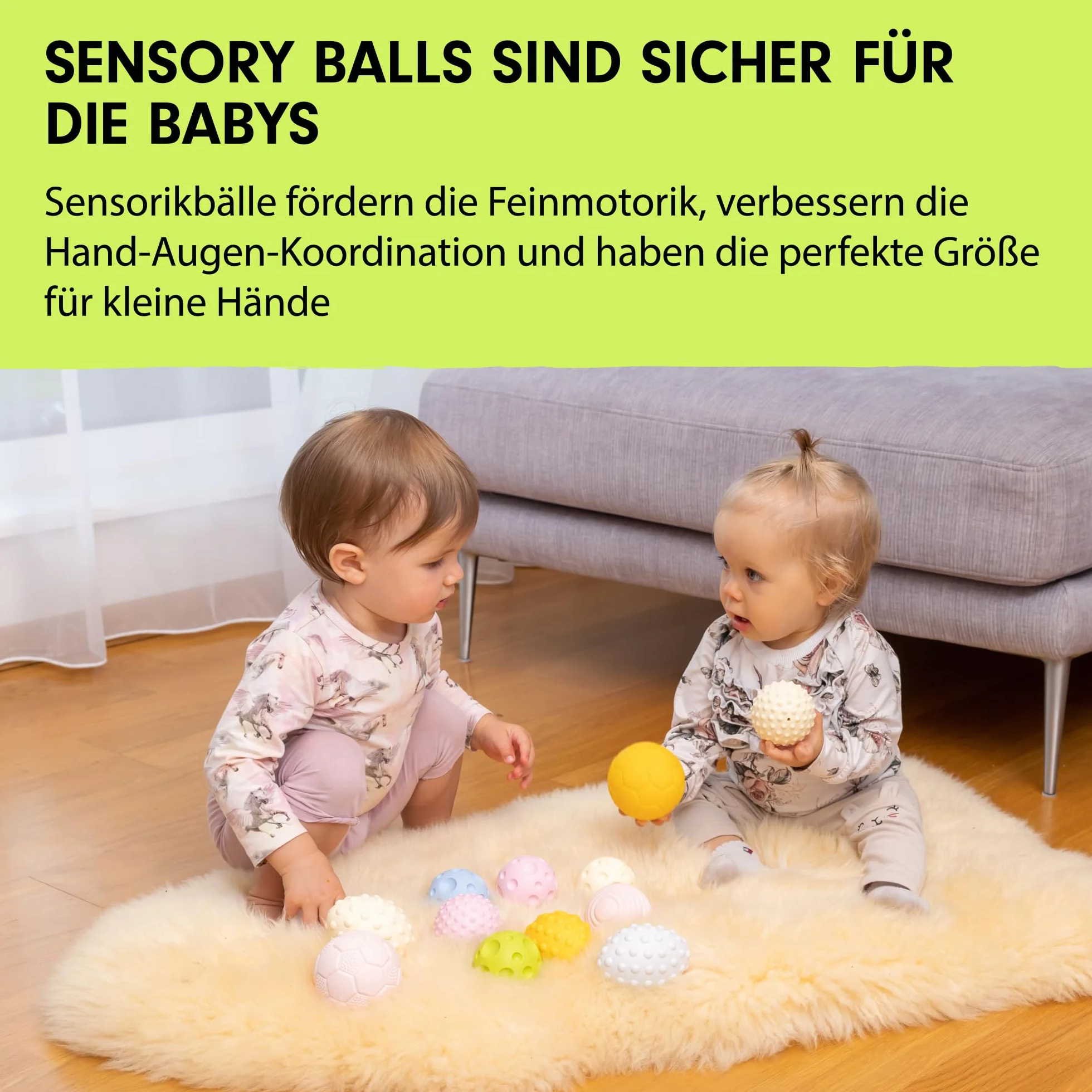 GERARDO'S My first sensory ball zestaw 7 szt. zabawek, różne (7 piłek dla niemowląt - 2 szt. mają ten sam wzór, reszta jest inna