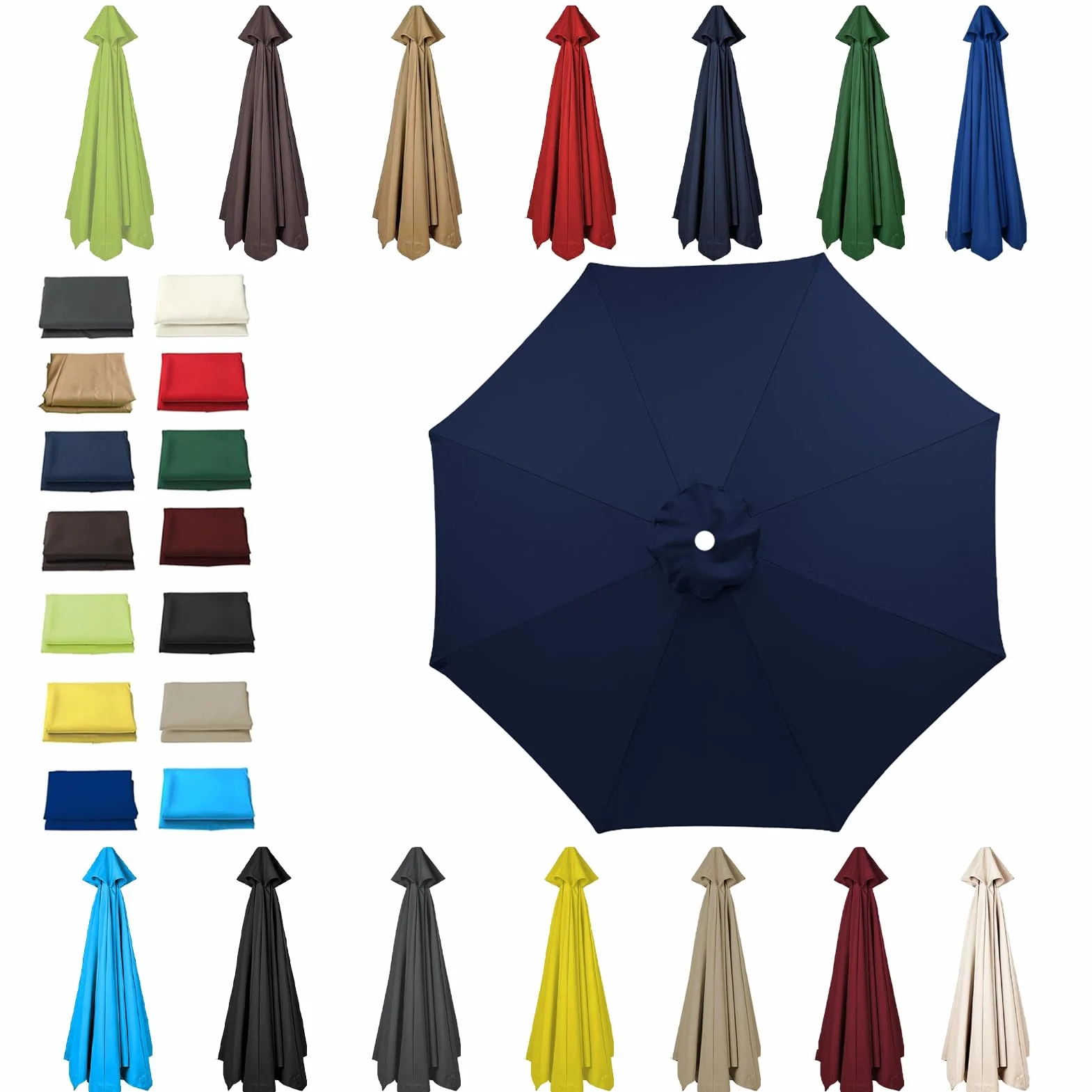 Pokrowiec na parasol ogrodowy UV 50+ 3,0 m 2,7 m 2,5 m 2,3 m 2 m 6 żeber