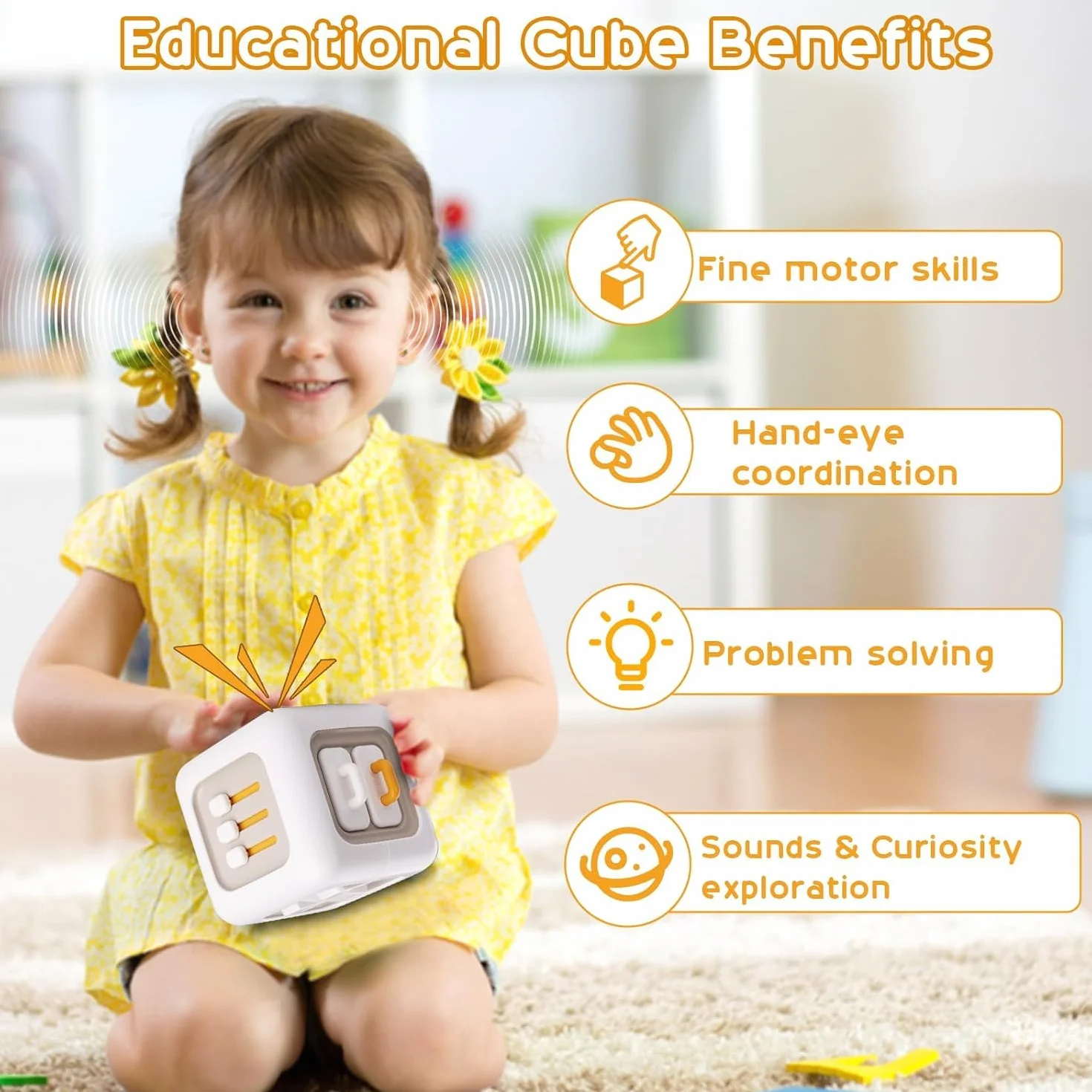Zikenis Montessori zabawka od 1 roku życia, z przełącznikami, wentylatorami, lustrem, przyciskami, szufladami, zabawkami w kostkę, zabawka sensoryczna dla małych dzieci, prezent dla dziecka 1-3