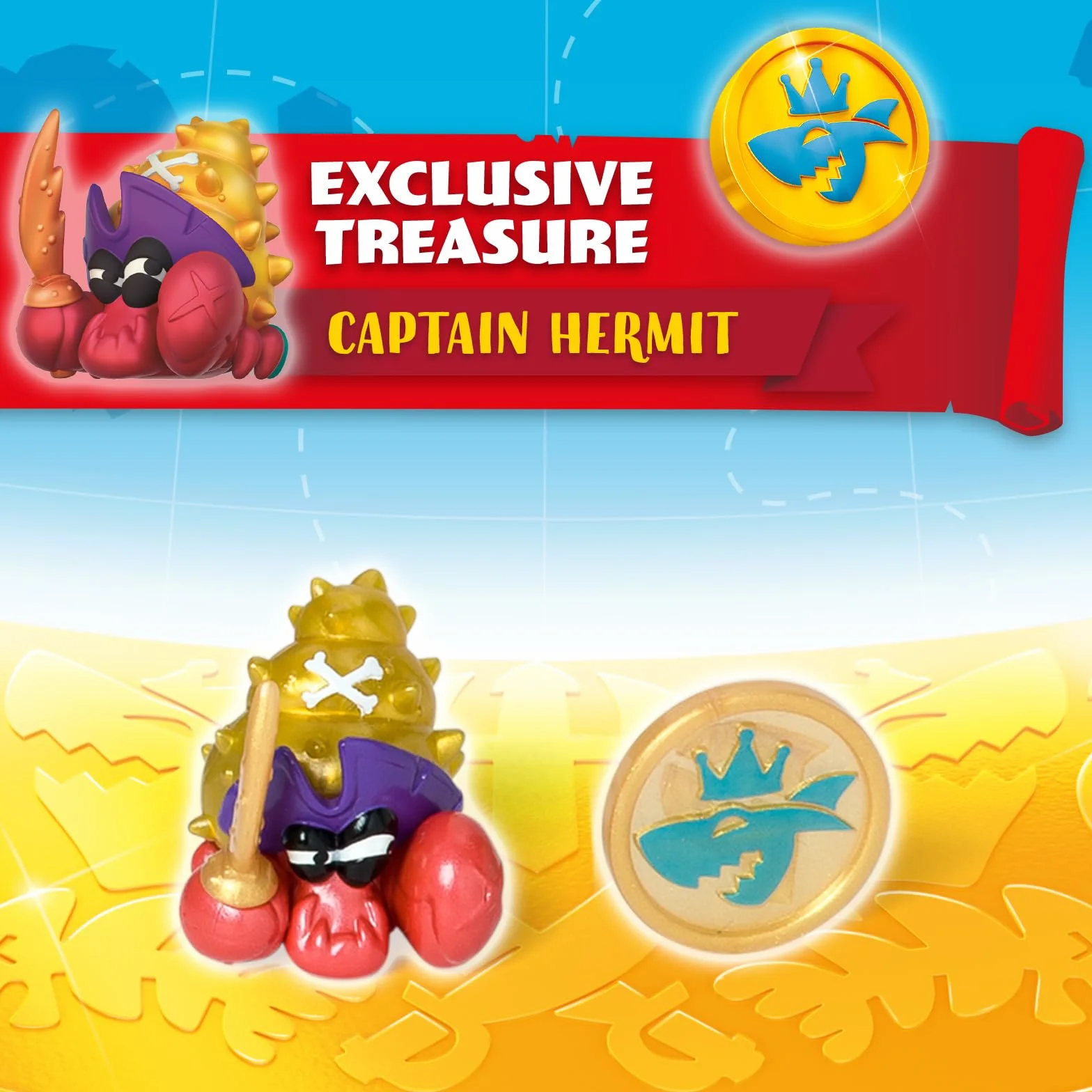 PIRATIX ADVENTURE WORLD King Shark– Przegubowy rekin, z klatką, aby schwytać rywali Piratix. Zawiera 1 rekin, 1 ekskluzywny skarb, 1 ekskluzywny Piratix i 1 akcesorium