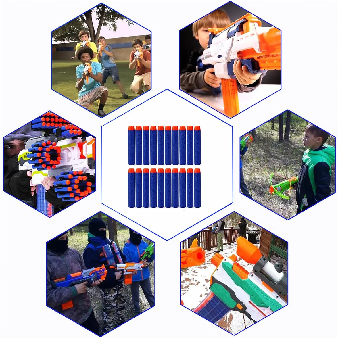 YAAVAAW Zestaw 100 sztuk 7,2 cm niebieskie rzutki do wkładu x strzały piankowe rzutki do Nerf N-strike Elite Series Blasters Kids Nerf Toy Gun Bullets rzutki wkład