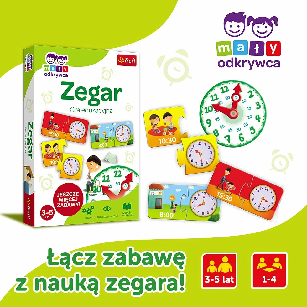 Trefl Zegar – Mały Odkrywca Gra Edukacyjna dla Dzieci w wieku 3 - 5 lat