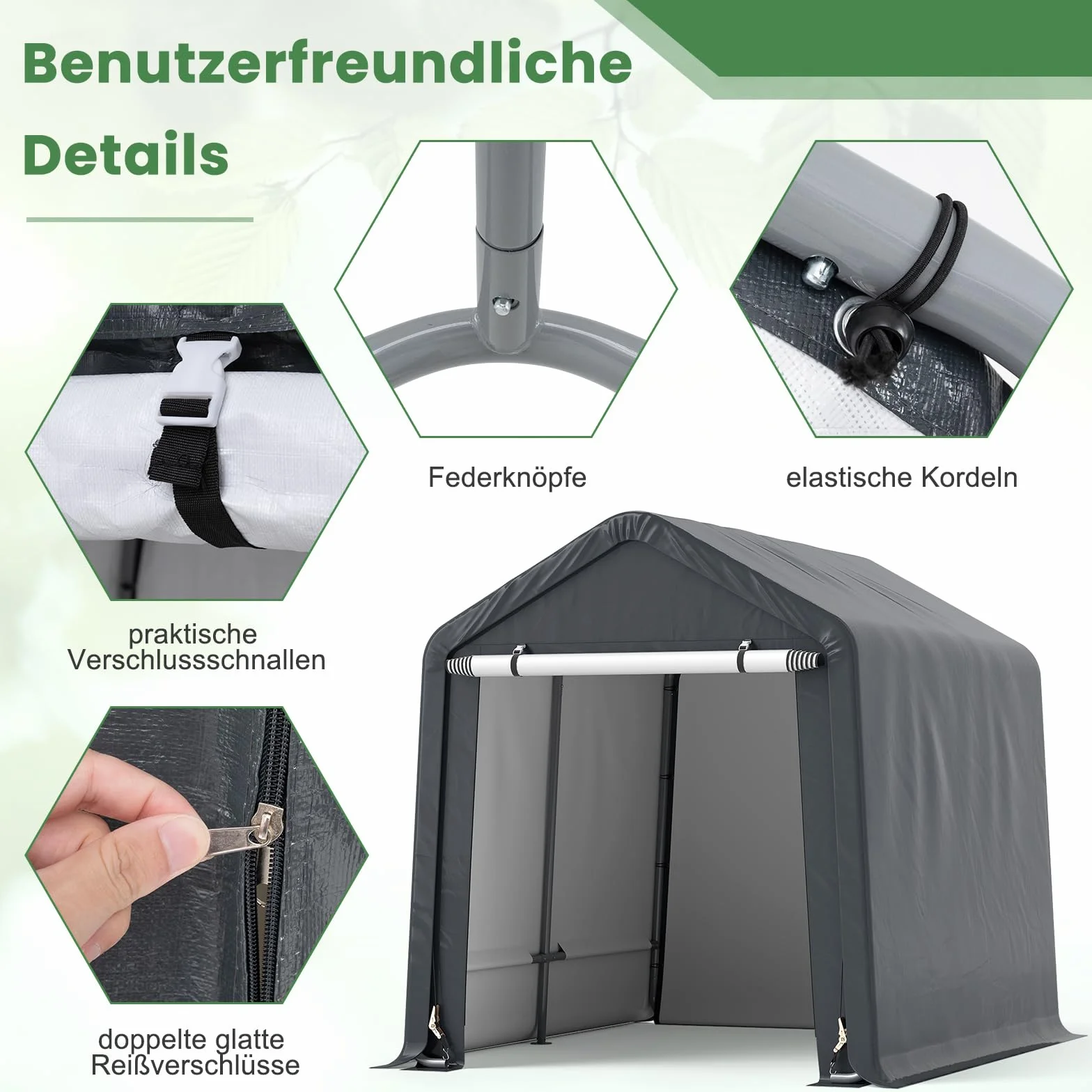 GOPLUS Namiot garażowy 240x195x214 cm odporna na warunki atmosferyczne z zwijanymi drzwiami metalową ramą