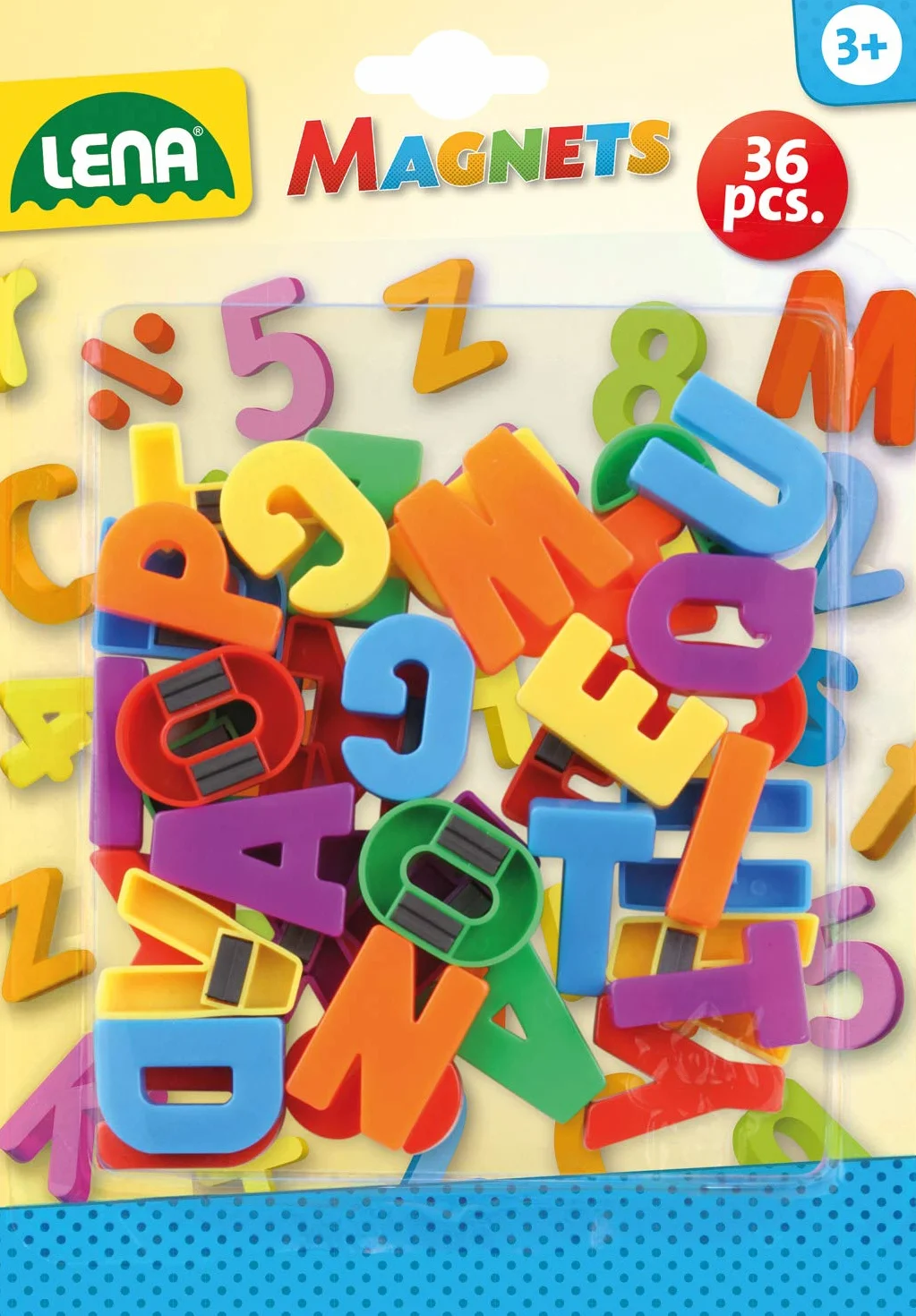Lena 65745 Magnesy z dużymi literami, ok. 3 cm, 36 sztuk, wielokolorowe, małe