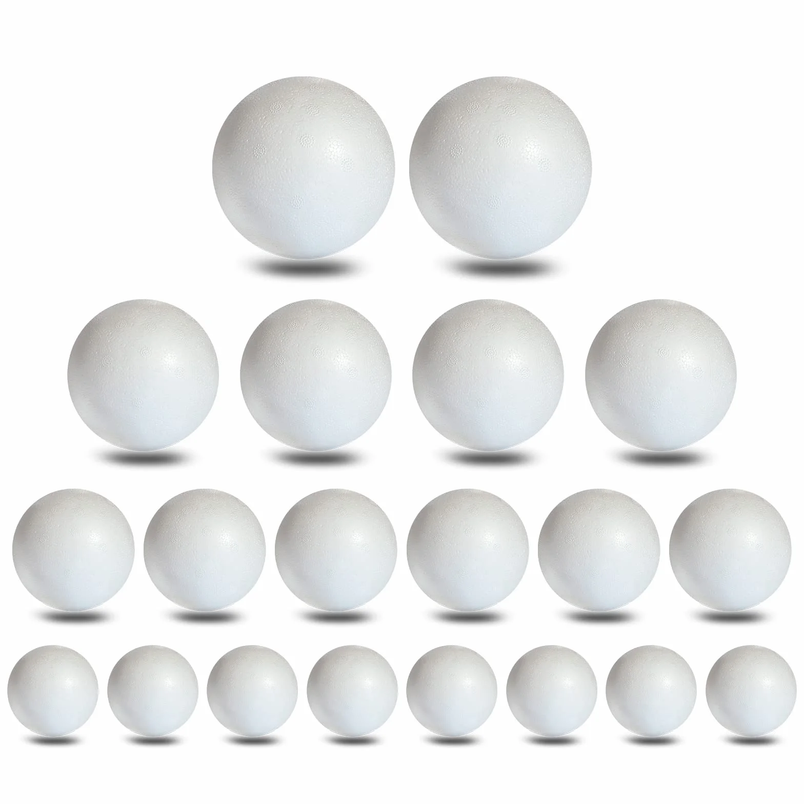 MCE-Commerce kulki styropianowe w mieszanym opakowaniu 20 sztuk, 4 rozmiary: 2 x 6 cm, 4 x 5 cm, 6 x 4 cm i 8 x 3 cm