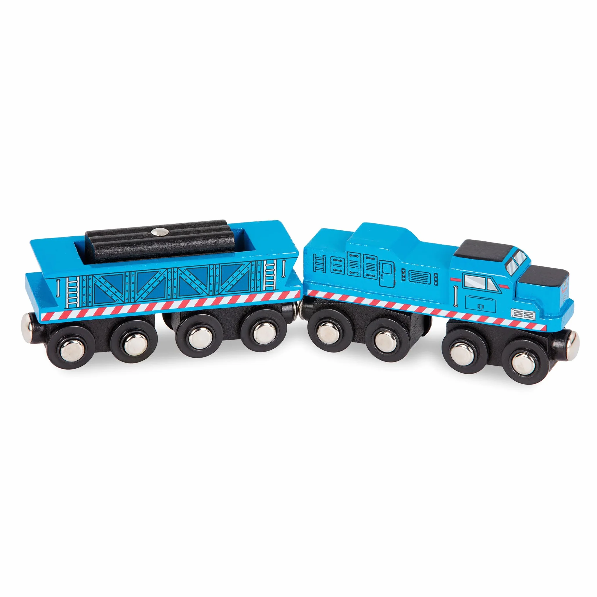 Battat BT2708Z drewniane lokomotywy i samochody transportowe zestaw 6 szt