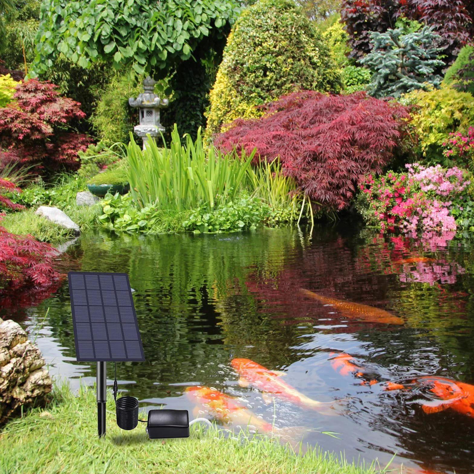 GuKKK Aerator solarny do basenu 2 W, pompa tlenowa z kamieniem powietrznym do stawów i akwarium