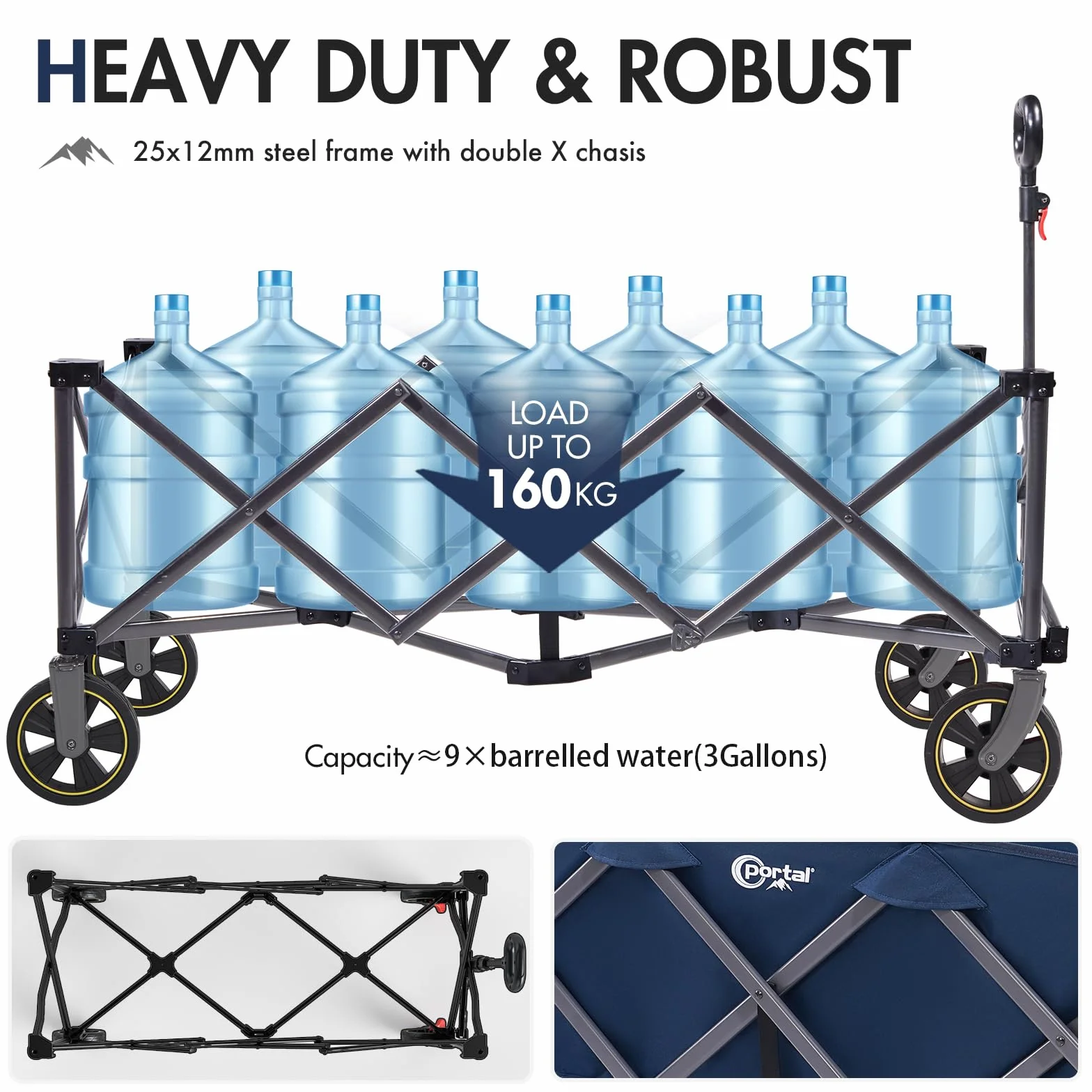 Składany wózek transportowy XXXL 400 l, 160 kg, niebieski