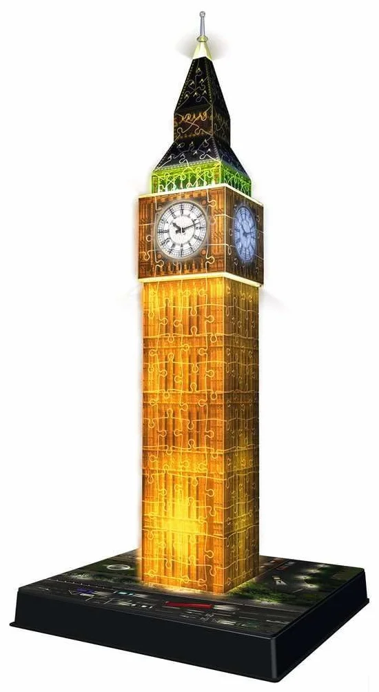Ravensburger Puzzle 3D 12588 Ravensburger Big Ben 216 Elementów Puzzle 3D Budynki Nocą (12588) Dla Dzieci I Dorosłych. Technologia Easy Click - Każdy Element Pasuje Idealnie,Czarny,Taille Unique