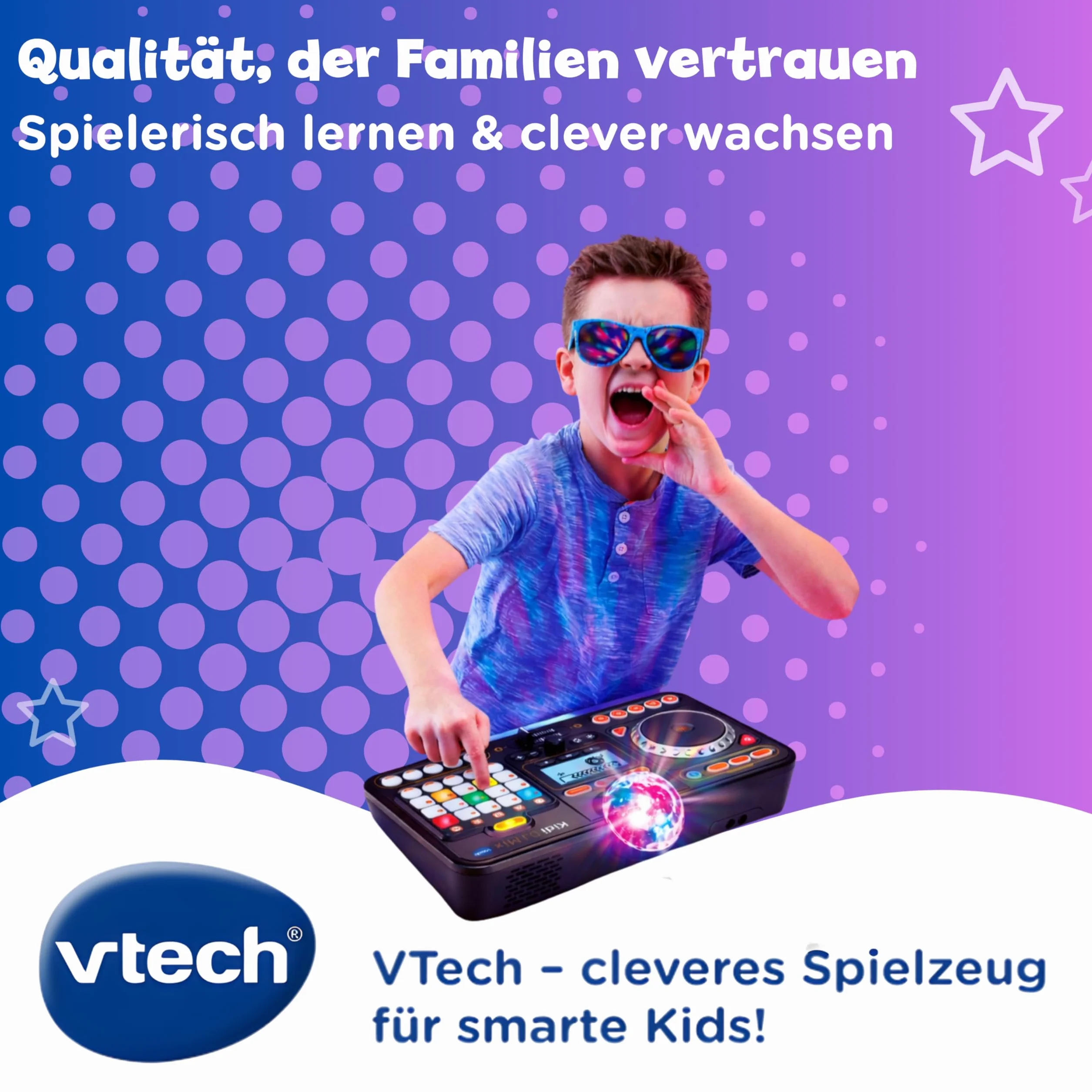 VTech Kidi DJ Mix mikser 10 w 1 dla DJ z pokrętłem i wieloma efektami do edycji muzyki – dla dzieci w wieku 6-12 lat
