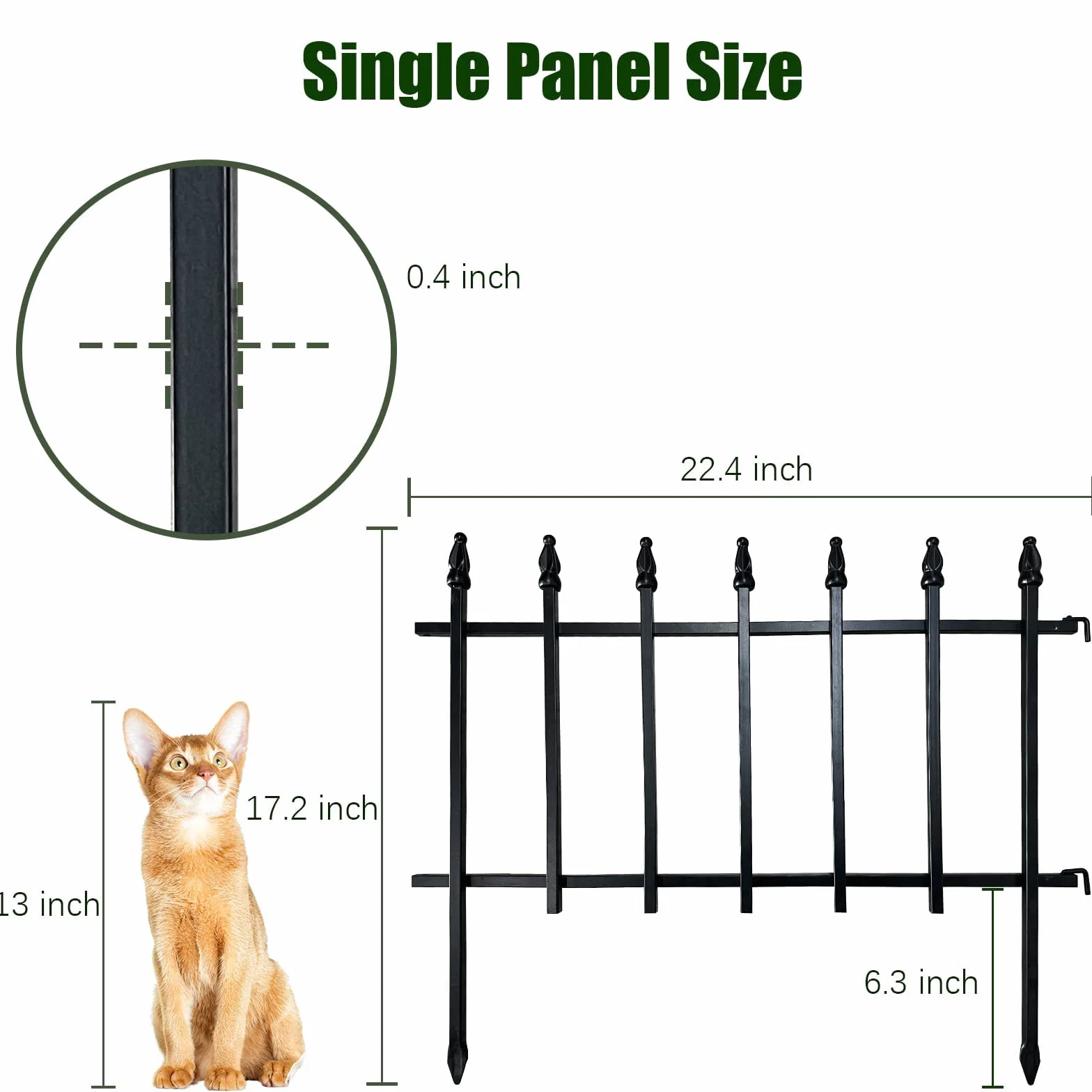 Thealyn Metalowe panele ogrodzeniowe 57x45 cm 5 paneli 2,8 m ogrodzenie ogrodowe