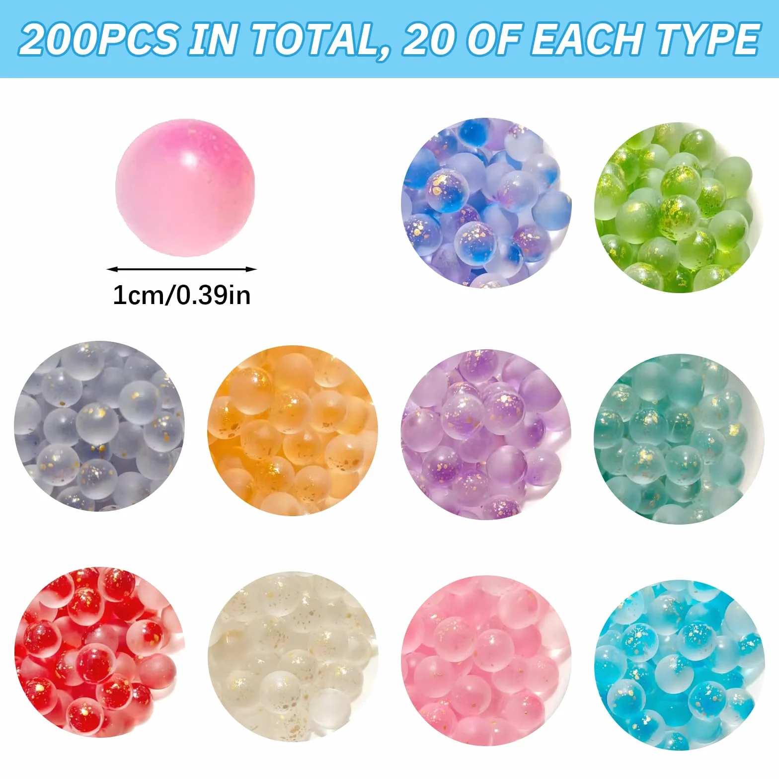 200 sztuk kolorowych szklanych kulek, 10 mm do gier w kulki dla dzieci, kolorowe kulki szklane, przezroczyste, dekoracja do gier w kulki dla dzieci, projekty DIY, dekoracja domu (10 kolorów)