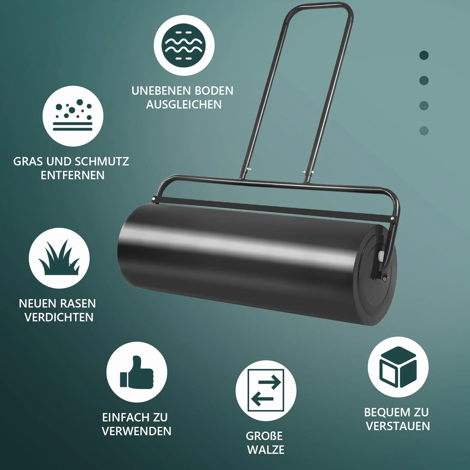 COSTWAY Walec do trawnika napełniany wodą lub piaskiem 63 l Ø 30 cm x 90 cm metalowy