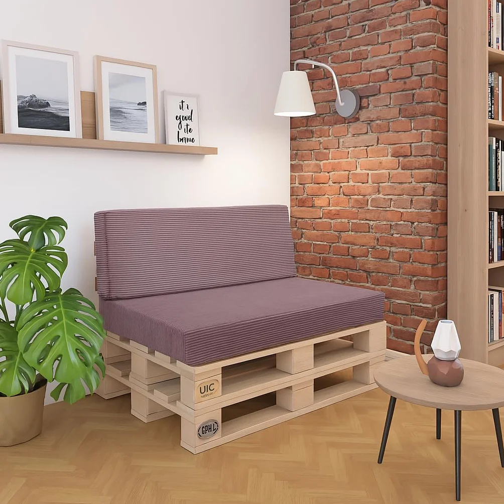 Poduszki paletowe sztruksowe na Europalety 120x80 Zestaw 2 częściowy Cappuccino