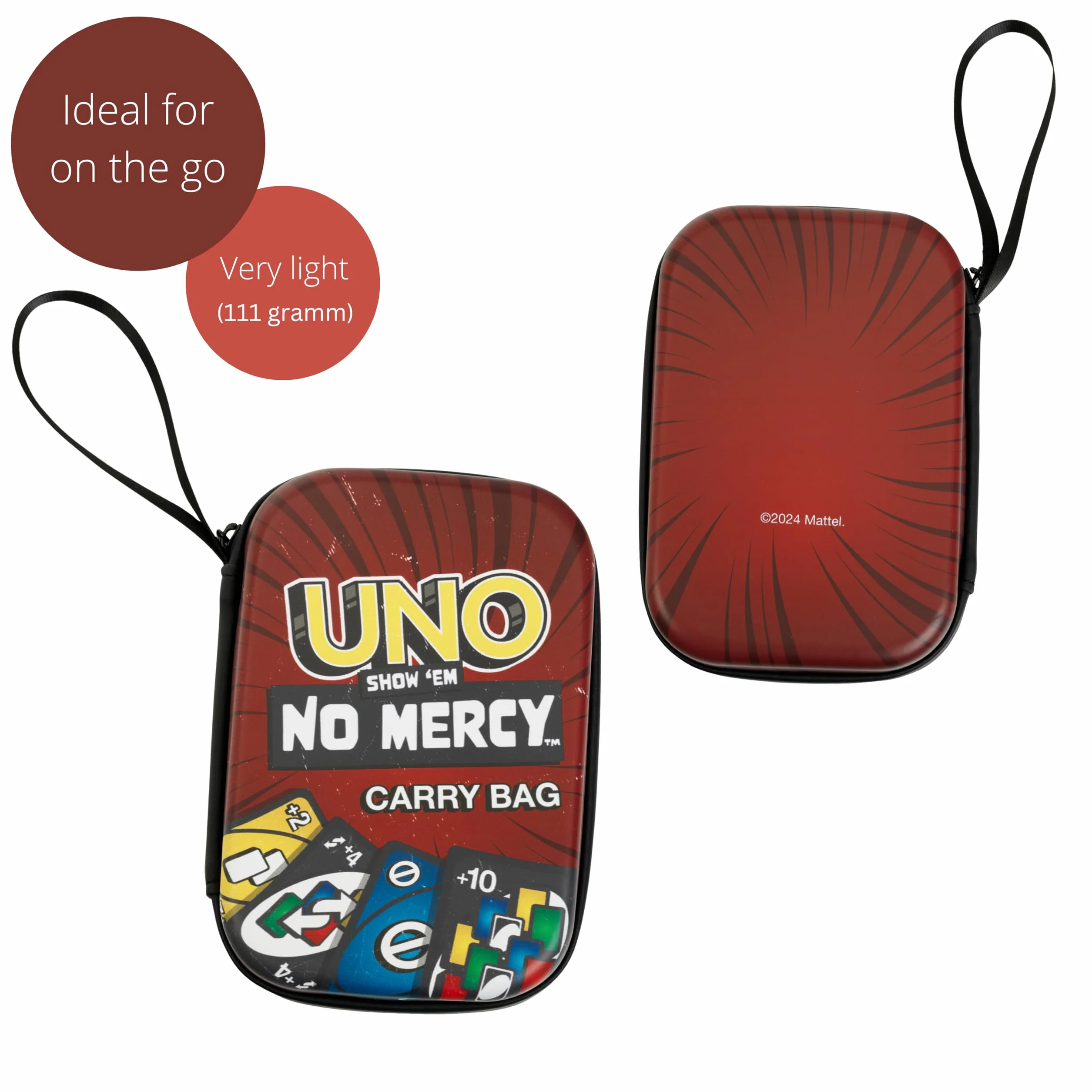 Theo Klein 5974 Futerał UNO Show Them No Mercy i Praktyczny Woreczek do Przenoszenia Kart do Gry, Karty nie są dołączone, dla Dzieci w Wieku od 3 Lat
