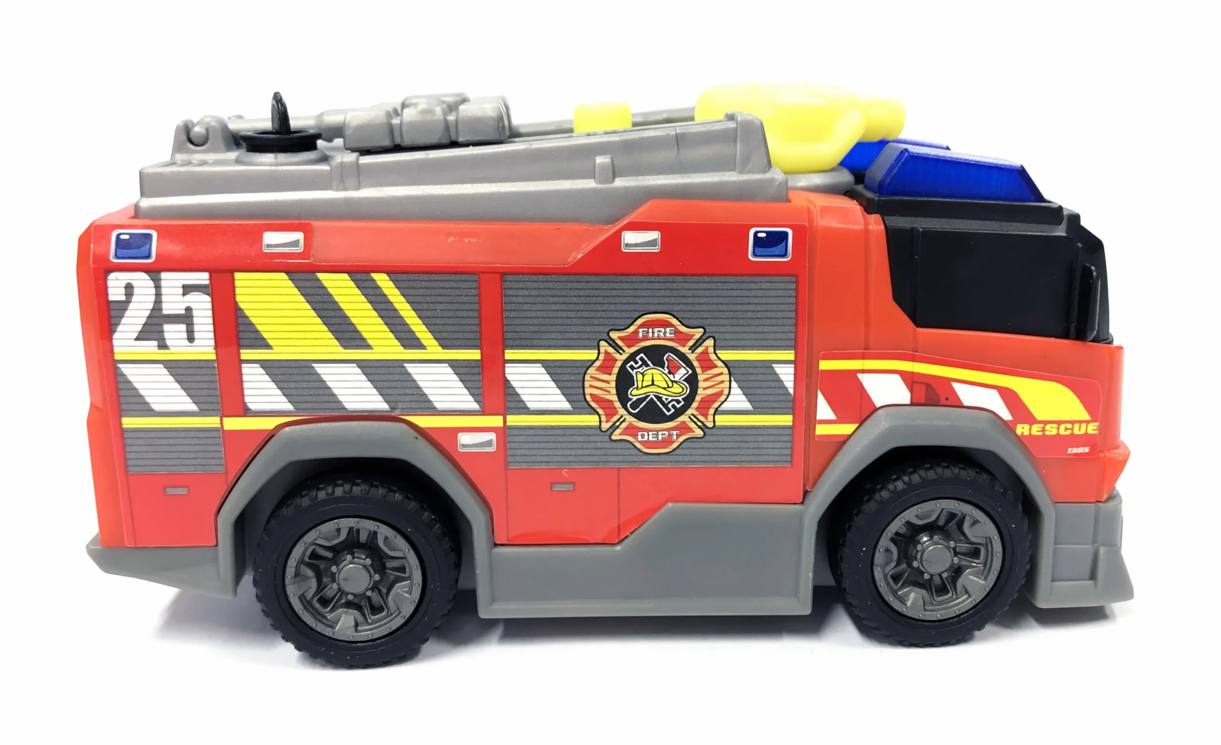 Dickie Toys Samochód strażacki – z prawdziwym rozpryskiwaniem wody, syreną i światłem, wolnobieg, 15 cm długości, zabawka dla dzieci od 3 lat