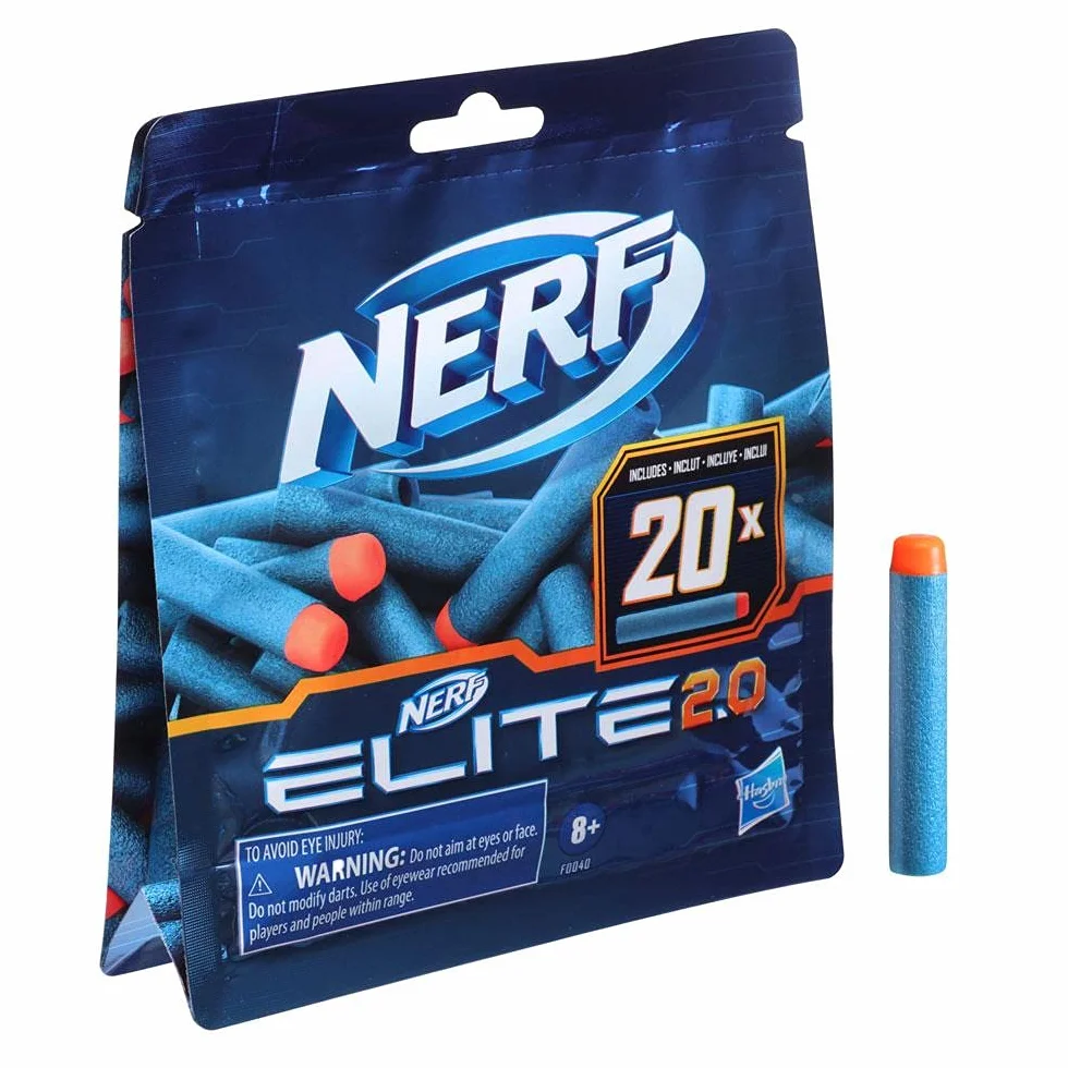 Hasbro Elite 2.0 Refill 20 Naboje Piankowe, Niebieski/Pomarańczowy, 20 Sztuk