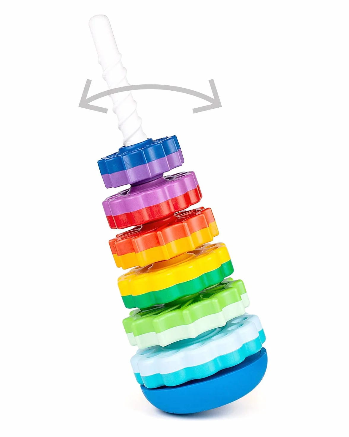 FANCY BABY Wieża do Układania w Stos 40 cm w Kolorach Tęczy Montessori, Gigantyczna Piramida dla Niemowląt, Zabawka z Pierścieniami do Układania dla Dzieci 1 2 3 Lat