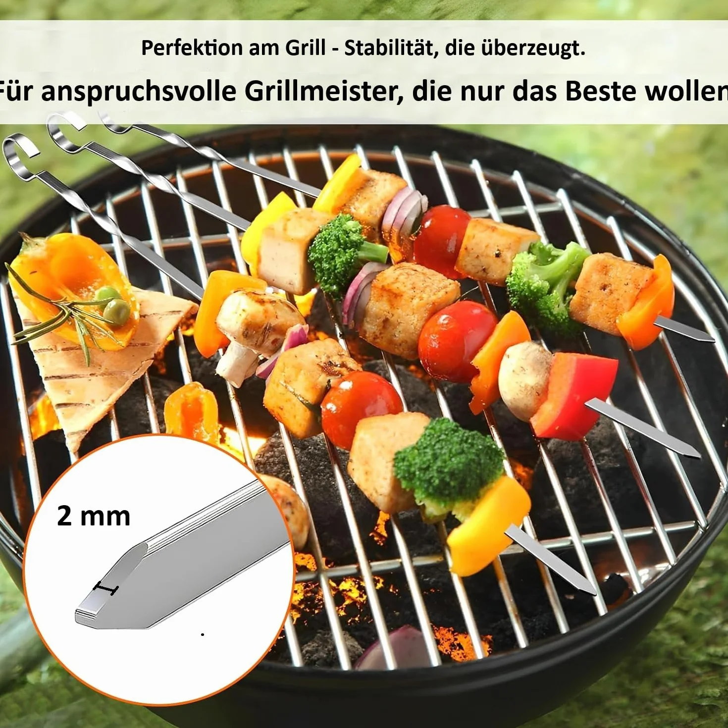 Rożenkowe szpikulce do grilla ze stali nierdzewnej 40 cm 2 mm 10 szt.