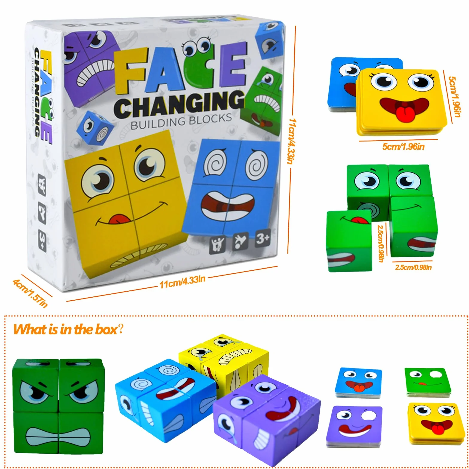 Drewniane puzzle, puzzle kostki, gry edukacyjne Montessori, gry interaktywne, zmieniające twarz zabawki edukacyjne w kostce, drewniane gry Montessori dla dzieci w wieku 3 4 5 6 lat