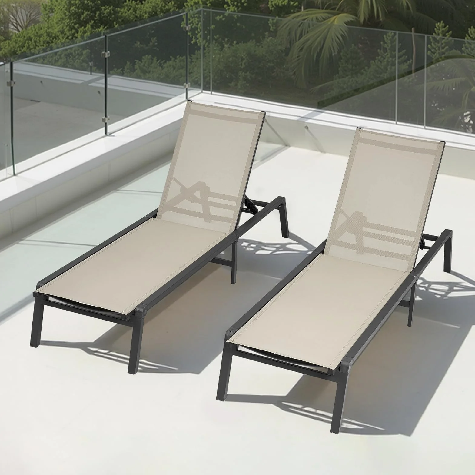 VEVOR Fotel wypoczynkowy składany 181 kg 5 pozycji aluminiowy leżak basenowy