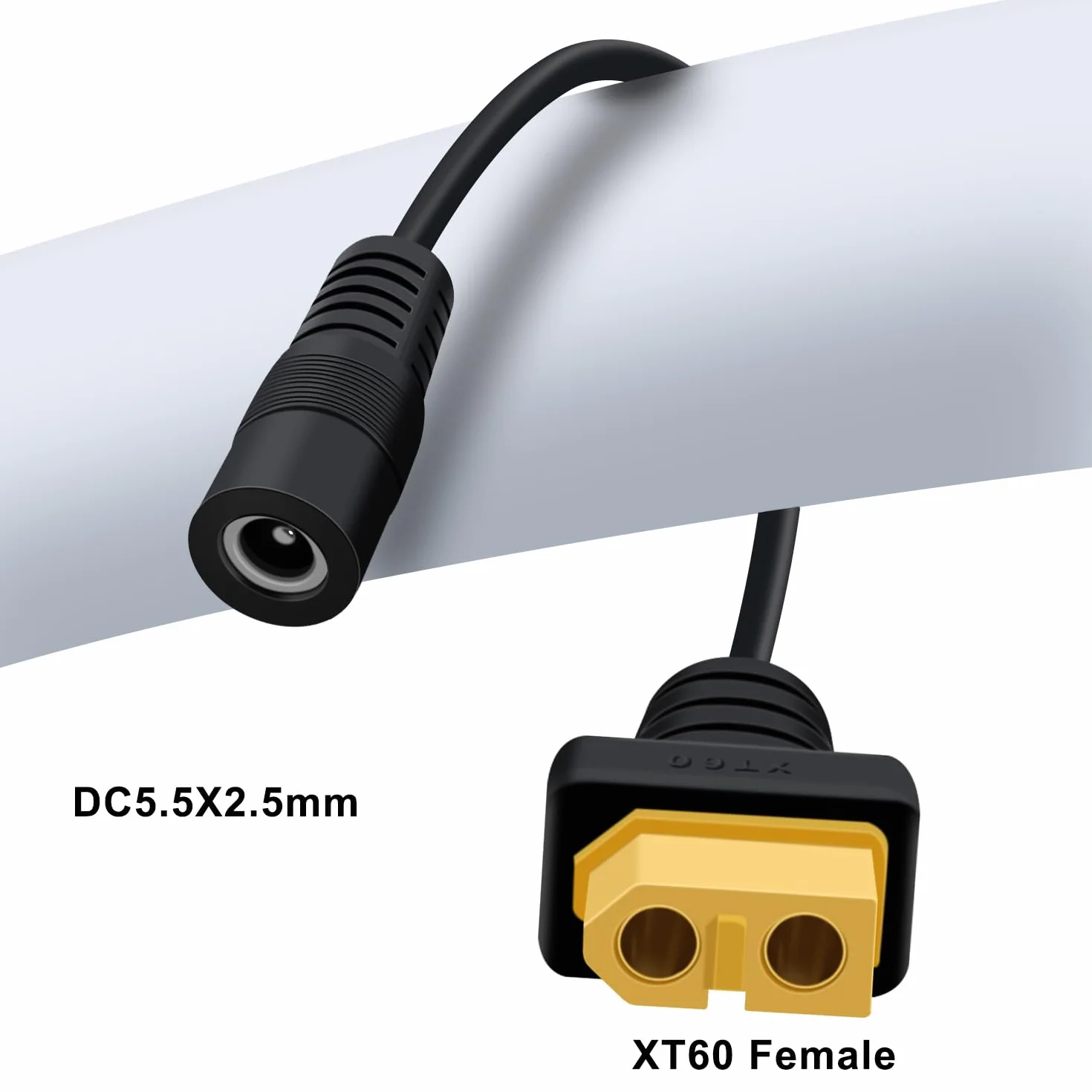 XT60 na DC5521 Kabel Przejściowy Wtykiem na Gniazdo DC 5,5 x 2,1 mm Kabel ładujący z Wtykiem XT60 Gniazdo 30 cm (Gniazdo DC)