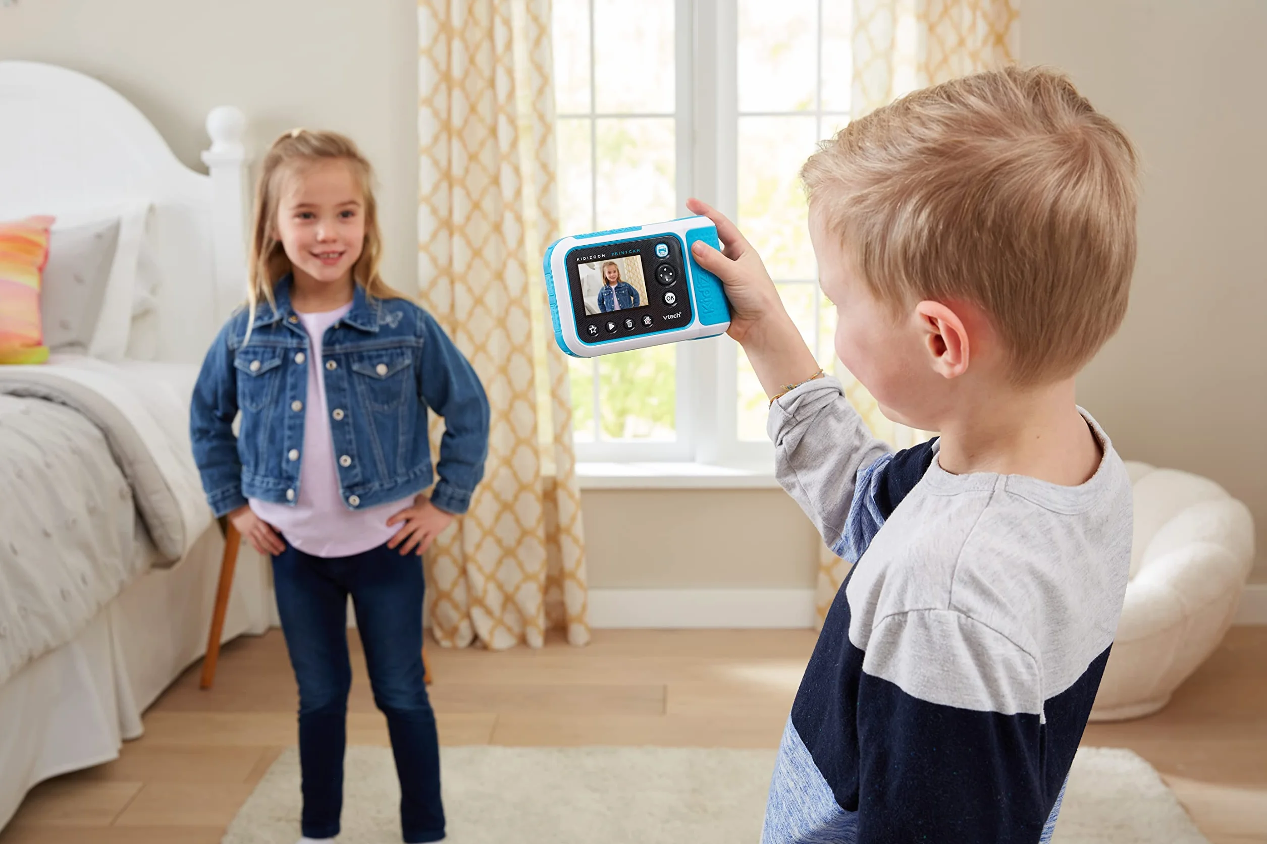 Vtech KidiZoom Print Cam niebieska – aparat dla dzieci z funkcją drukowania, selfie i wideo, efektami, graniem itp. dla dzieci w wieku 4-12 lat