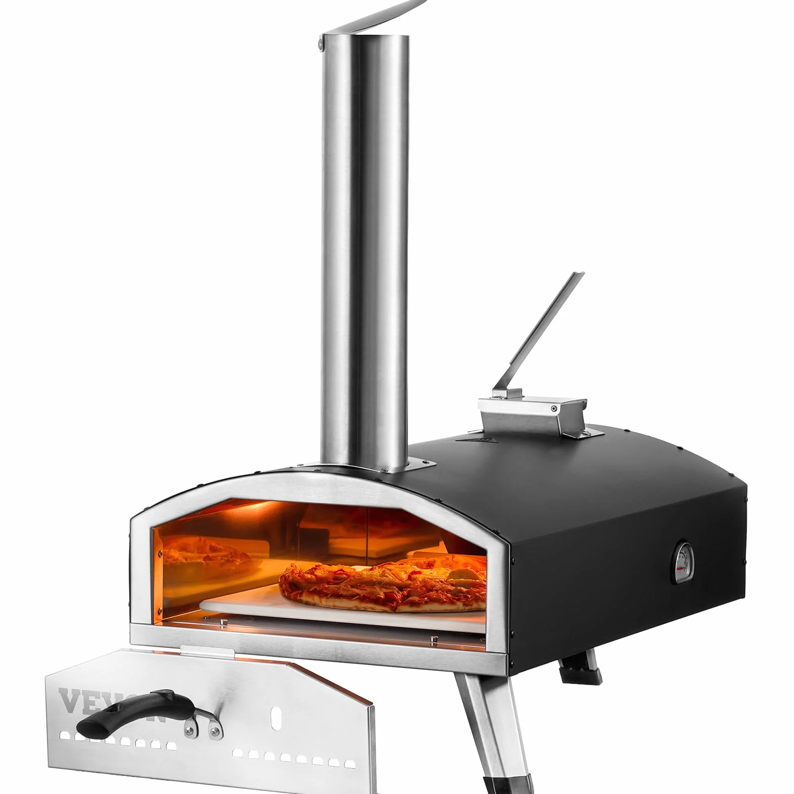 VEVOR Przenośny piec do pizzy 30 cm pellet węgiel drzewny potrójny grill żelazny z kamieniem i pokrowcem