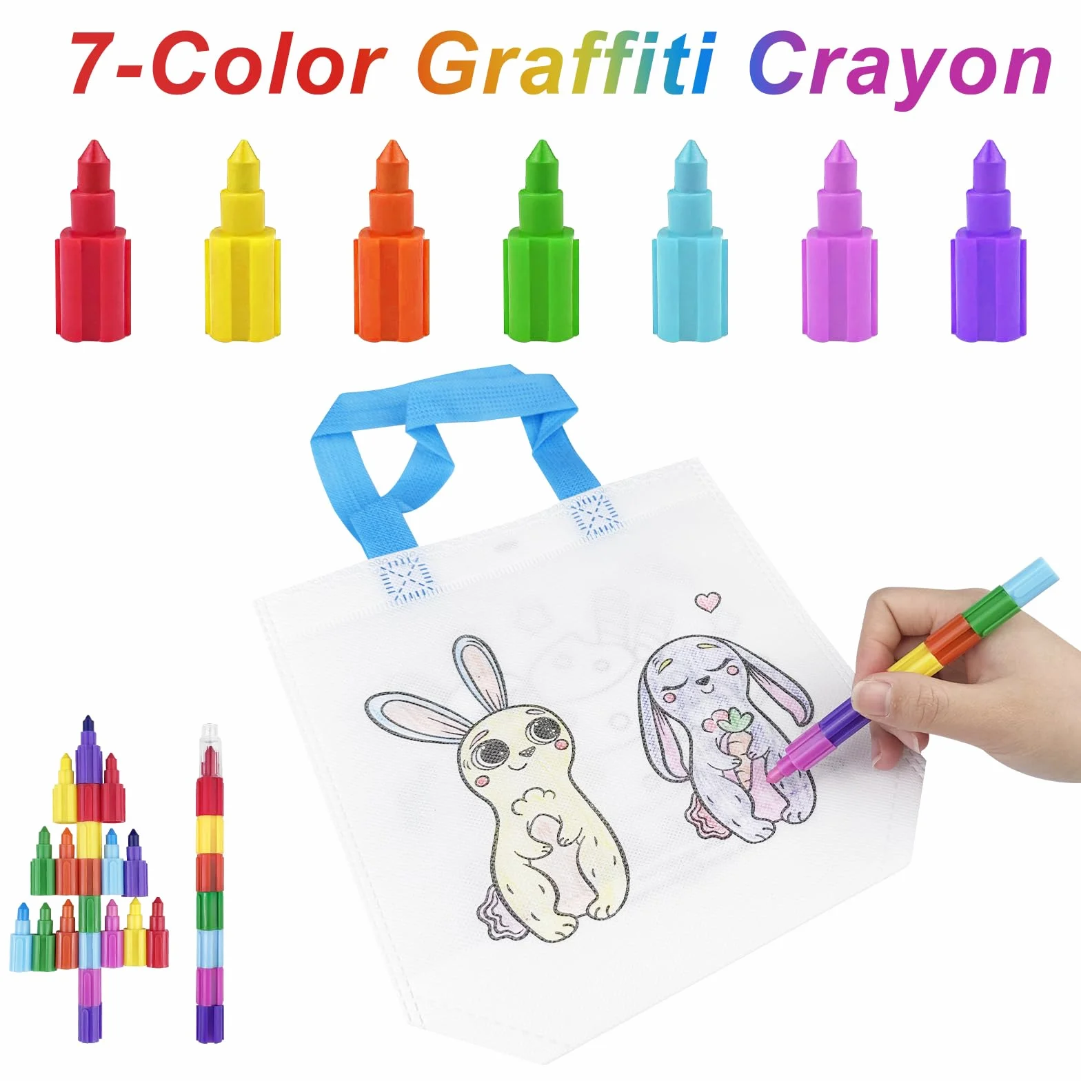 Lixiluxia 24 sztuk torebek graffiti DIY, Worki do malowania dla dzieci