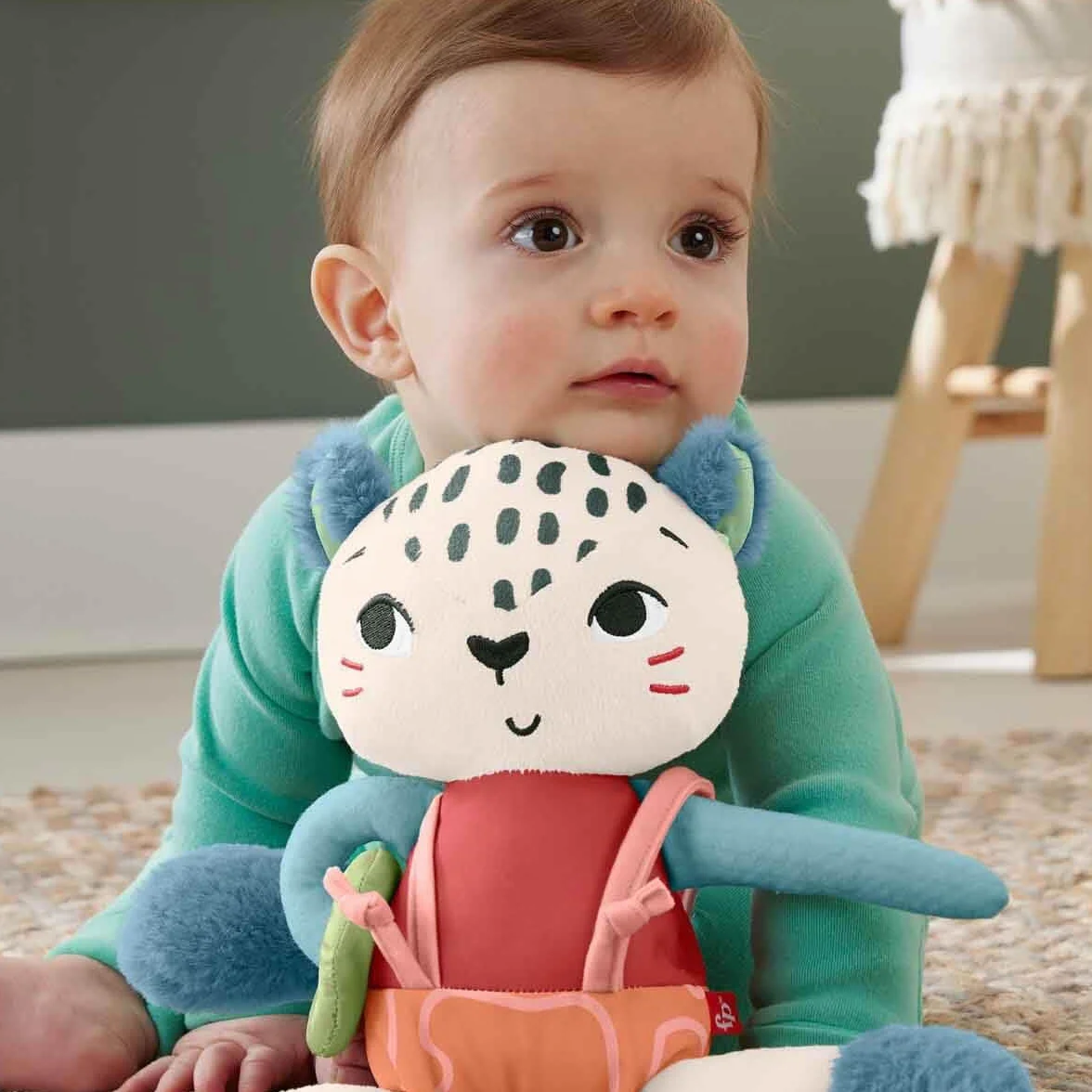 Fisher-Price Planet Friends Pantera przytulanka Sensoryczna zabawka dla noworodków od 3 miesiąca życia, HKD64
