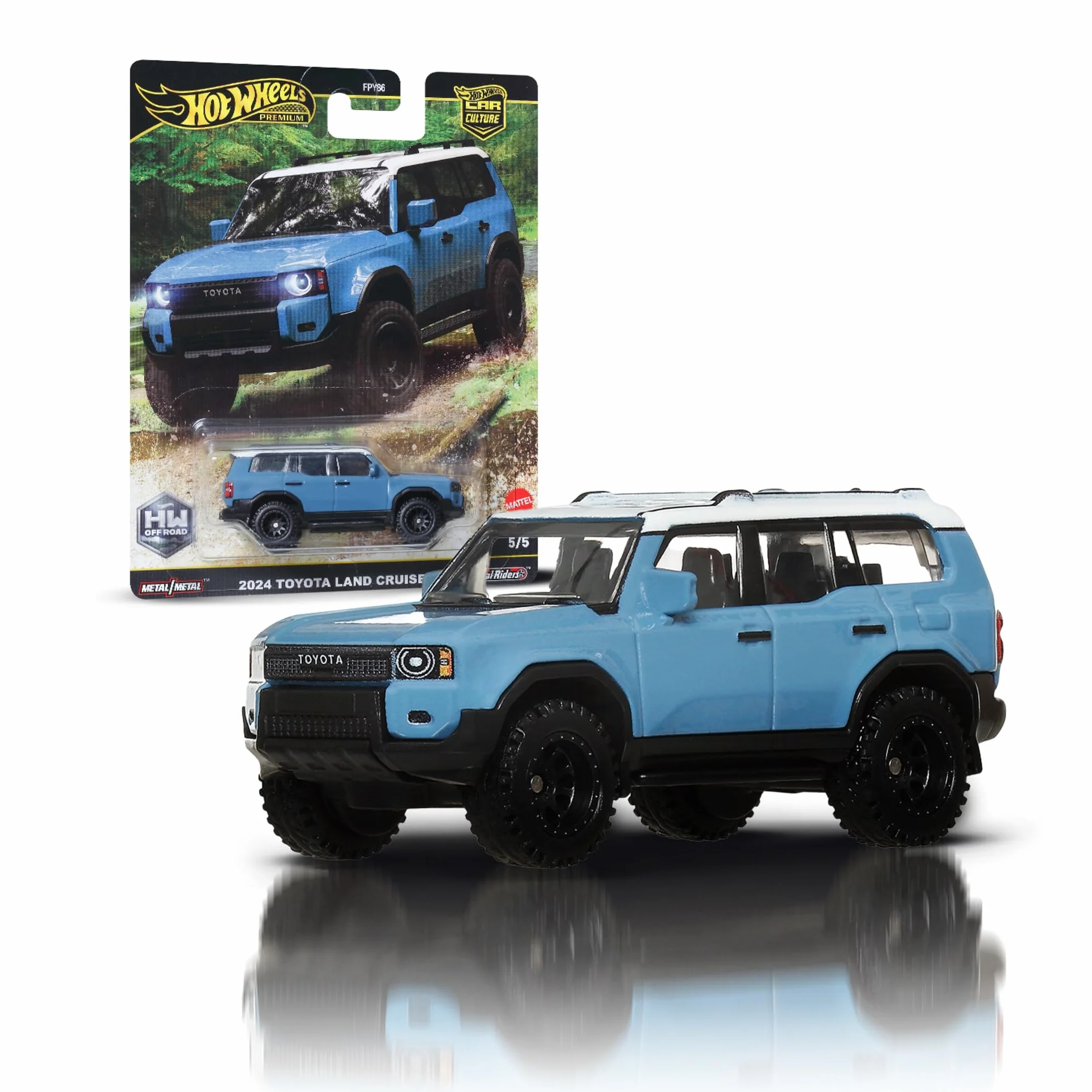 Hot Wheels Premium Car Culture Toyota Land Cruiser Metalowy samochód zabawka 1:64 Real Riders JBK52