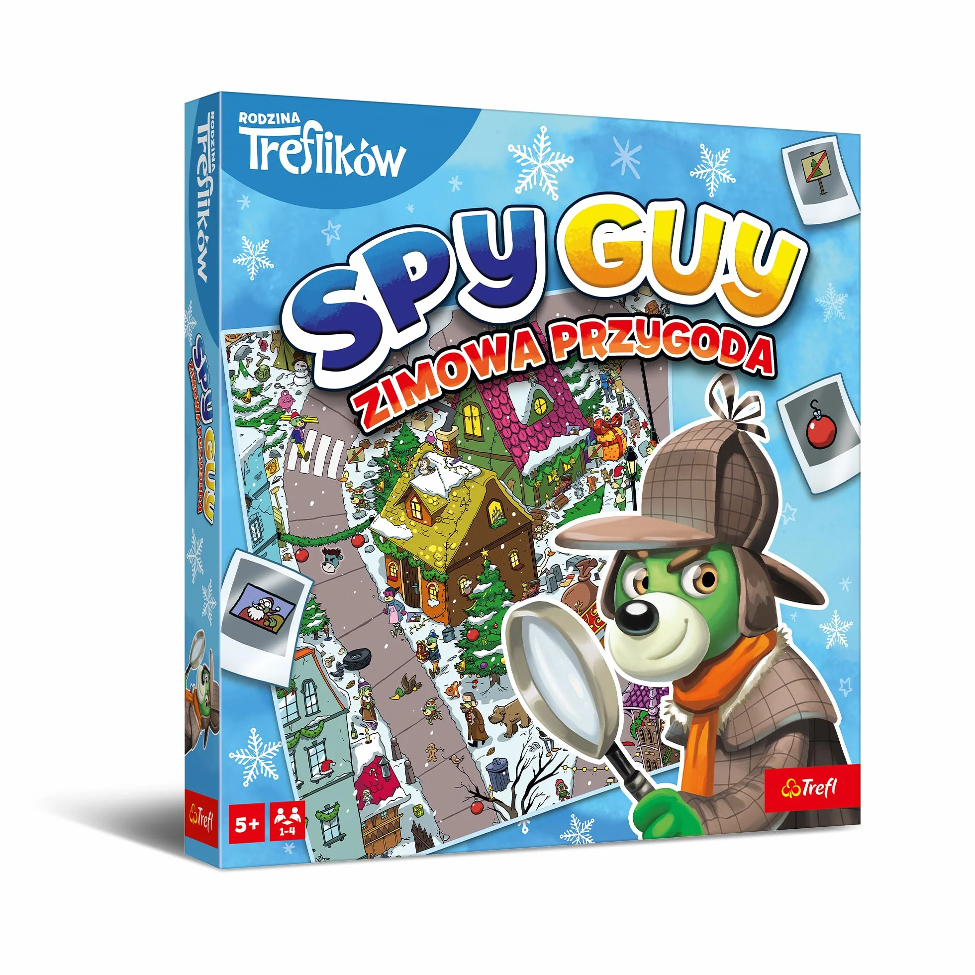 Trefl - Spy Guy Zimowa Przygoda - Kooperacyjna Gra Detektywistyczna, Rodzinna Gra Planszowa, Szukaj Dowodów i Złap Przestępcę, Rysunkowa Plansza Miasta, Familijna Gra dla Dorosłych i Dzieci od 5 lat