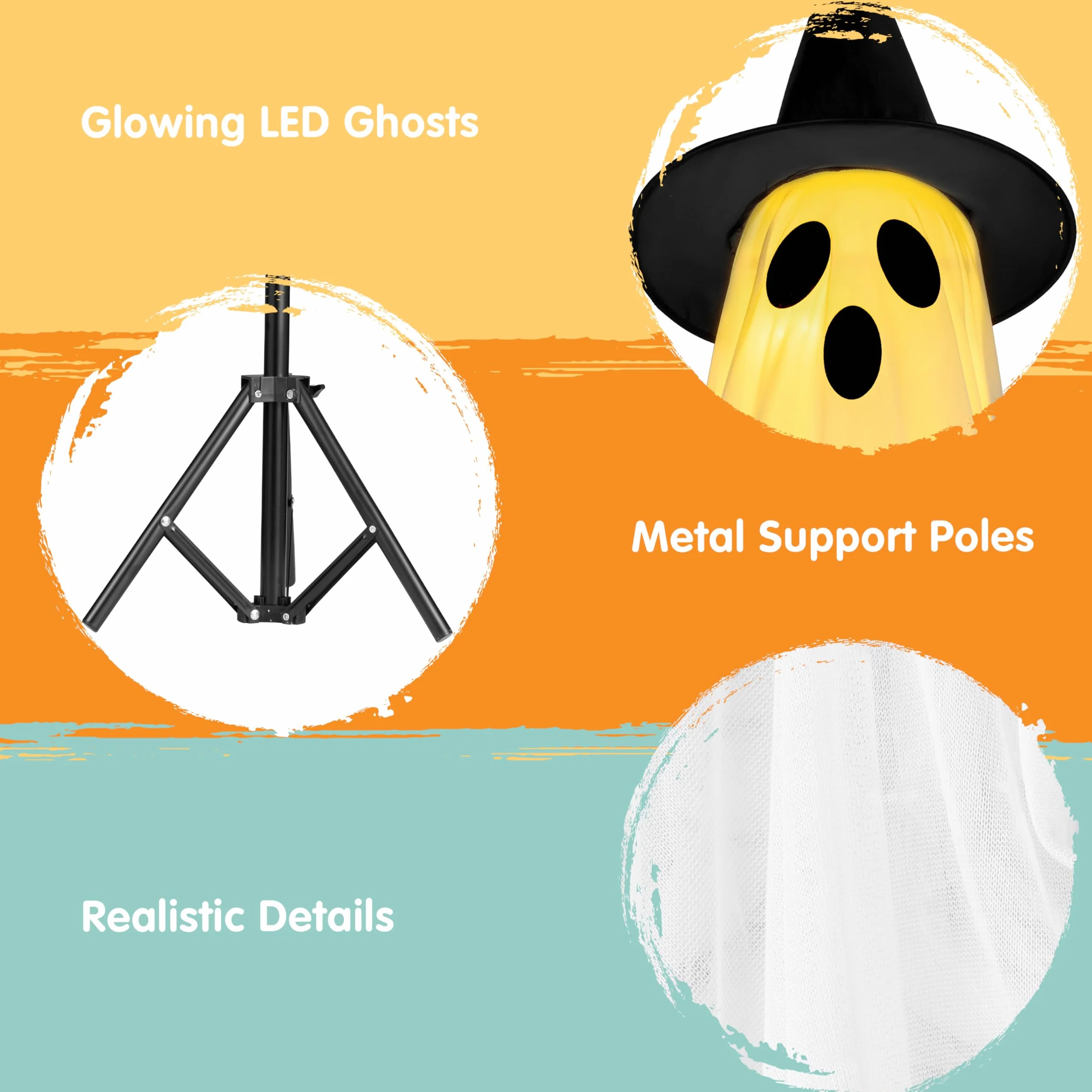 JOYIN dekoracje halloweenowe na zewnątrz stojący duch 119 cm 2 opakowania