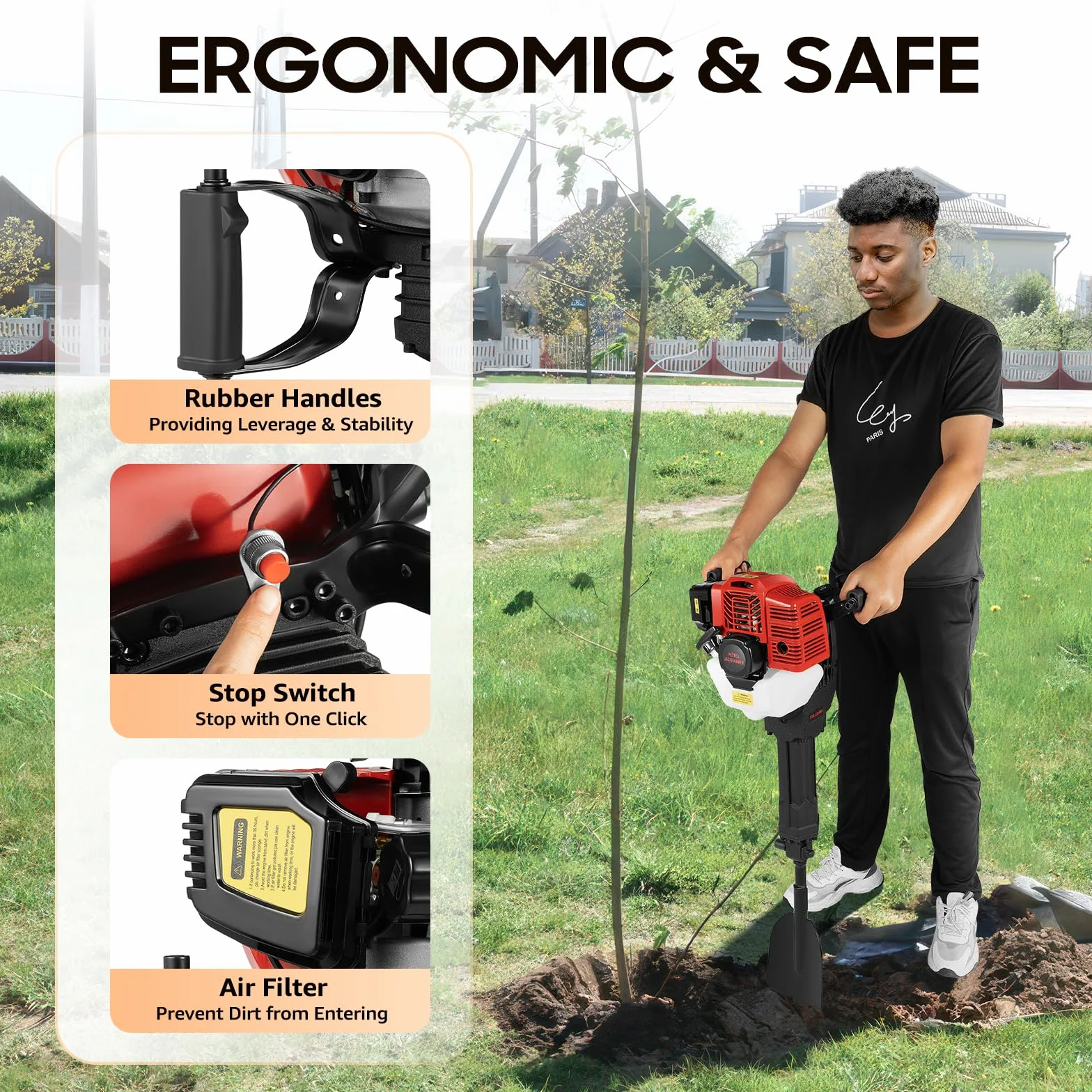 Ręczna koparka do drzew 52 CC dwusuwowa 6500 obr./min