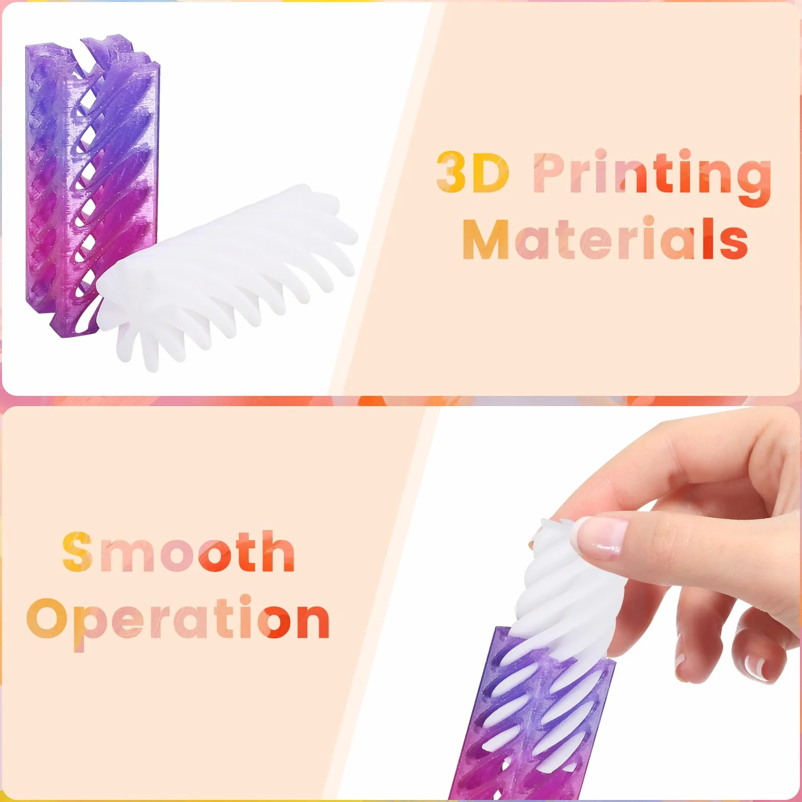 4 sztuki Impossible Cone, spirala z nadrukiem 3D, zabawka sześciokątna i okrągła fidget toy, zabawka antystresowa dla dzieci i dorosłych